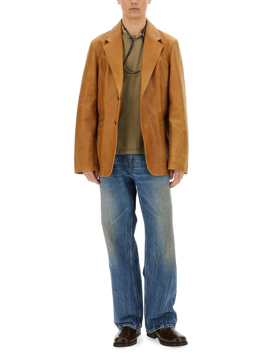 OUR LEGACY Leather Opening Blazer - Size 50