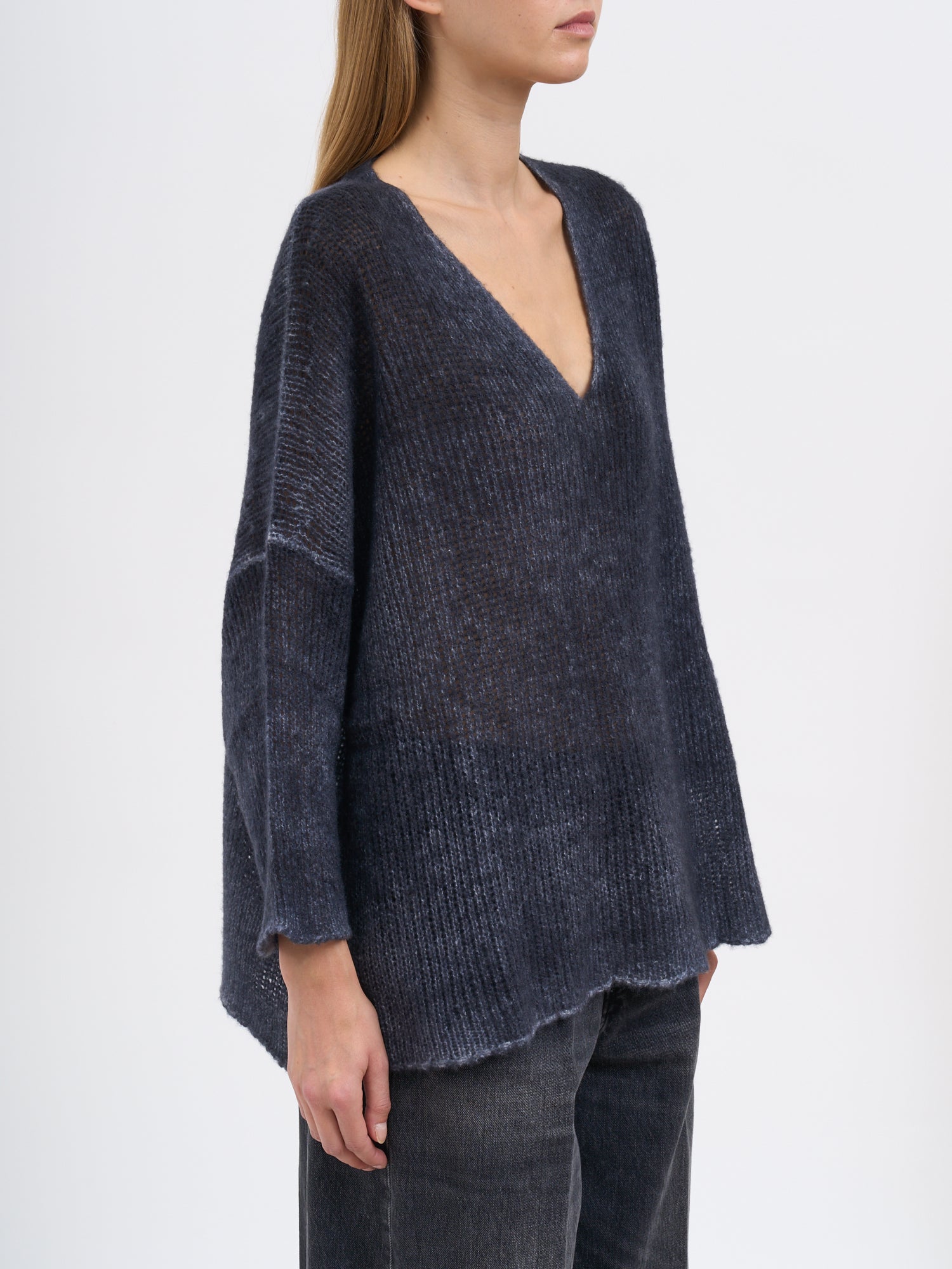 AVANT TOI V-Neck Oversized Cashmere Gauze Sweater - Size S
