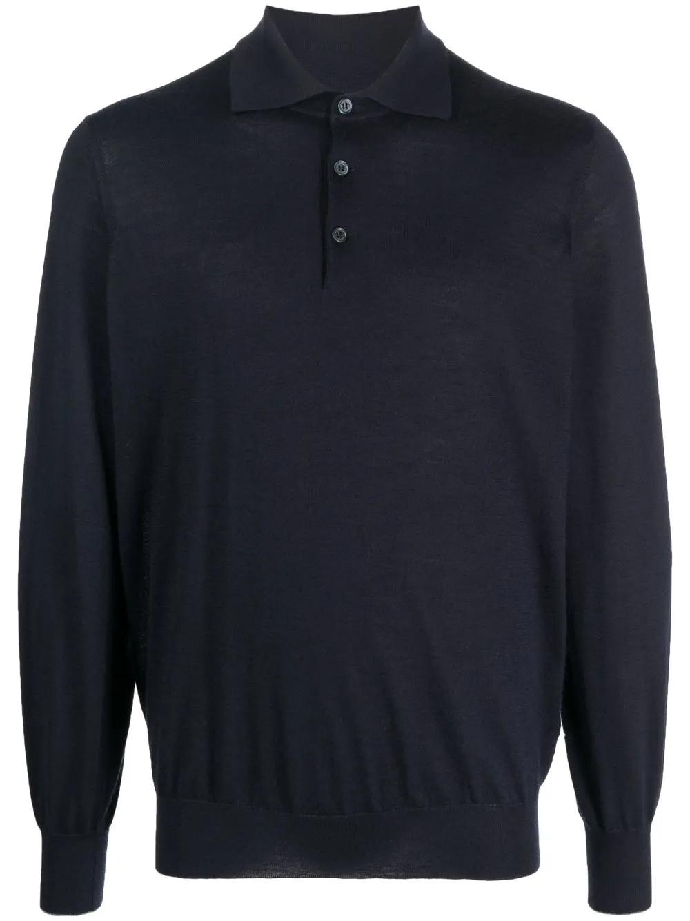 BRUNELLO CUCINELLI Long Sleeve Polo Shirt with Collar for Men