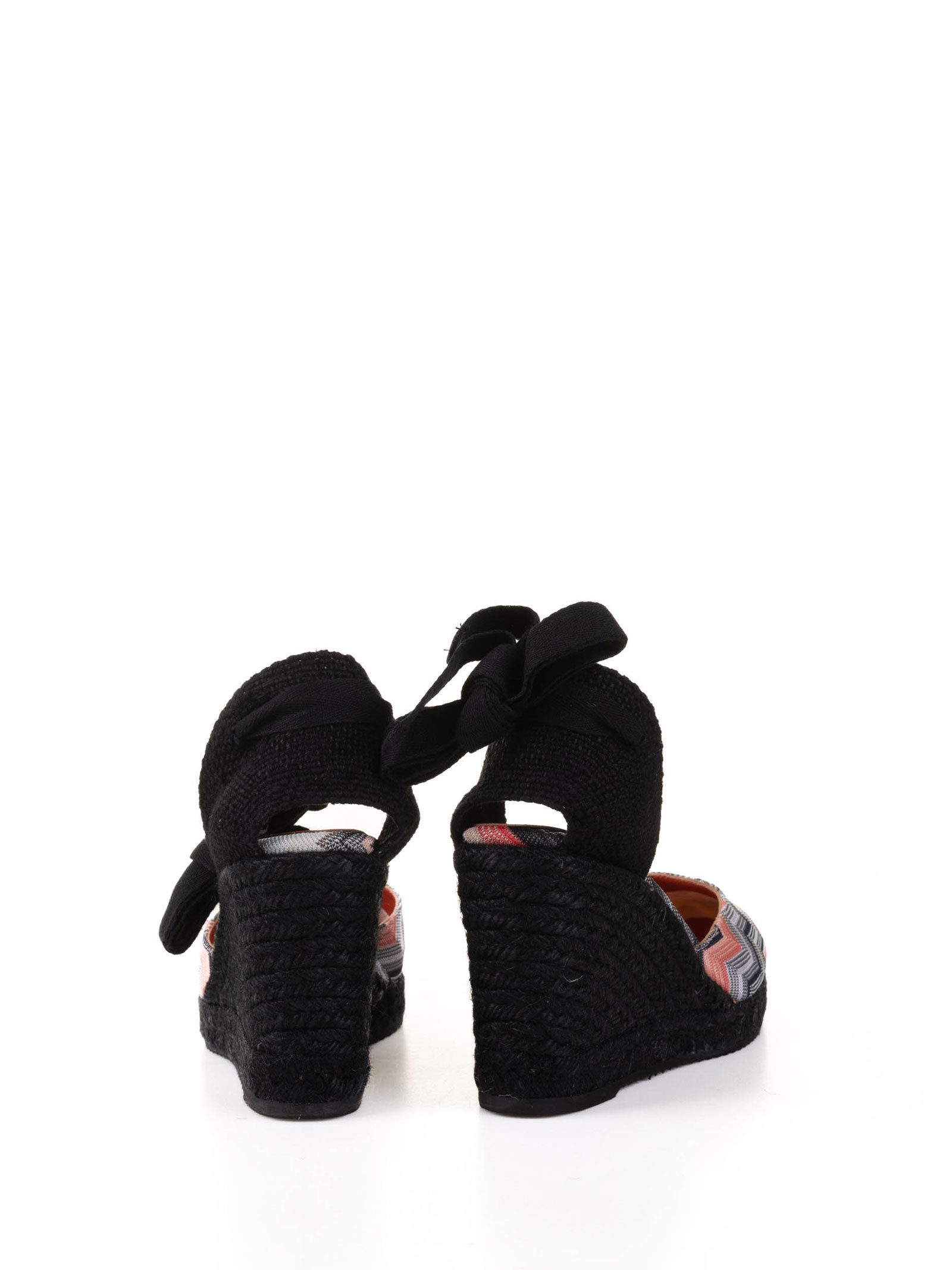 MISSONI Chevron Fabric Espadrilles with Wedge and Ankle Laces