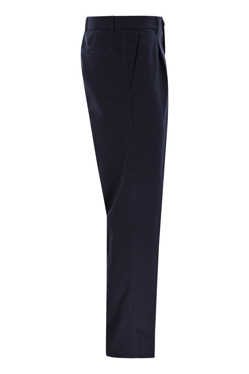 BRUNELLO CUCINELLI Leisure Fit Trousers in Garment-Dyed Cotton Velvet with Darts