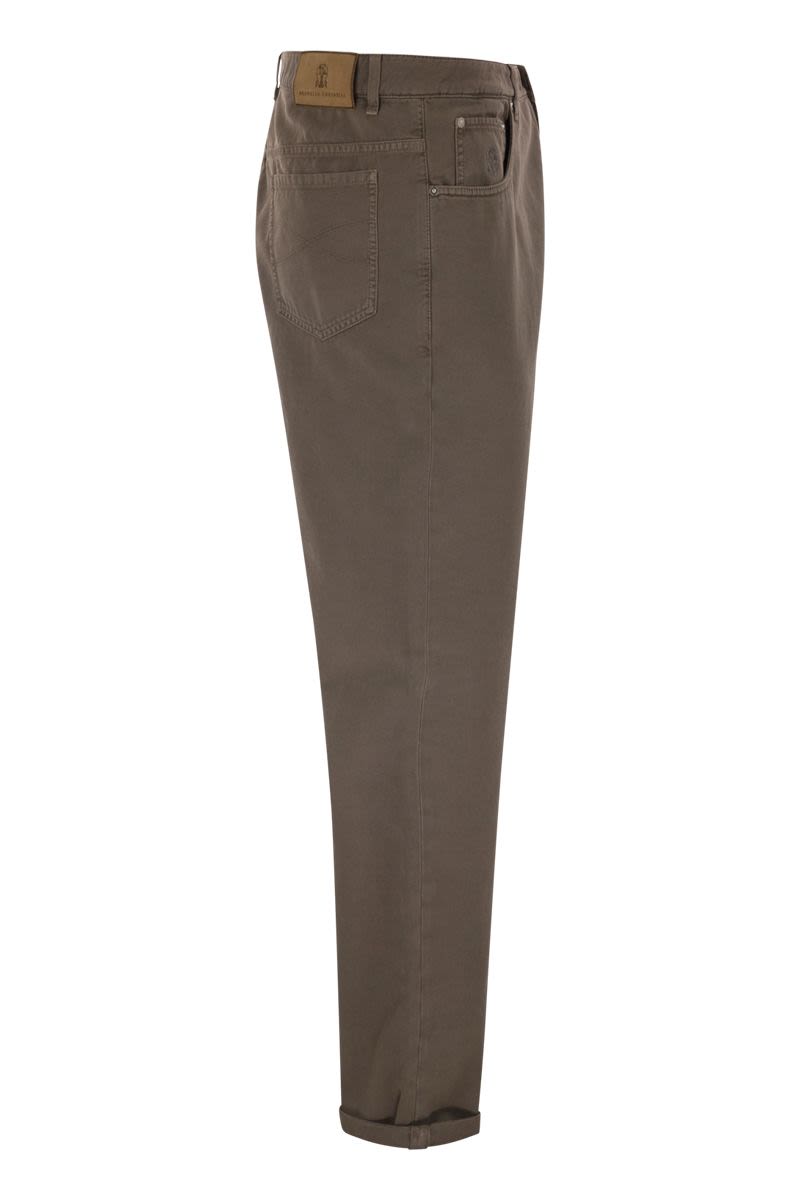 BRUNELLO CUCINELLI Five-Pocket Cotton Gabardine Pants for Men