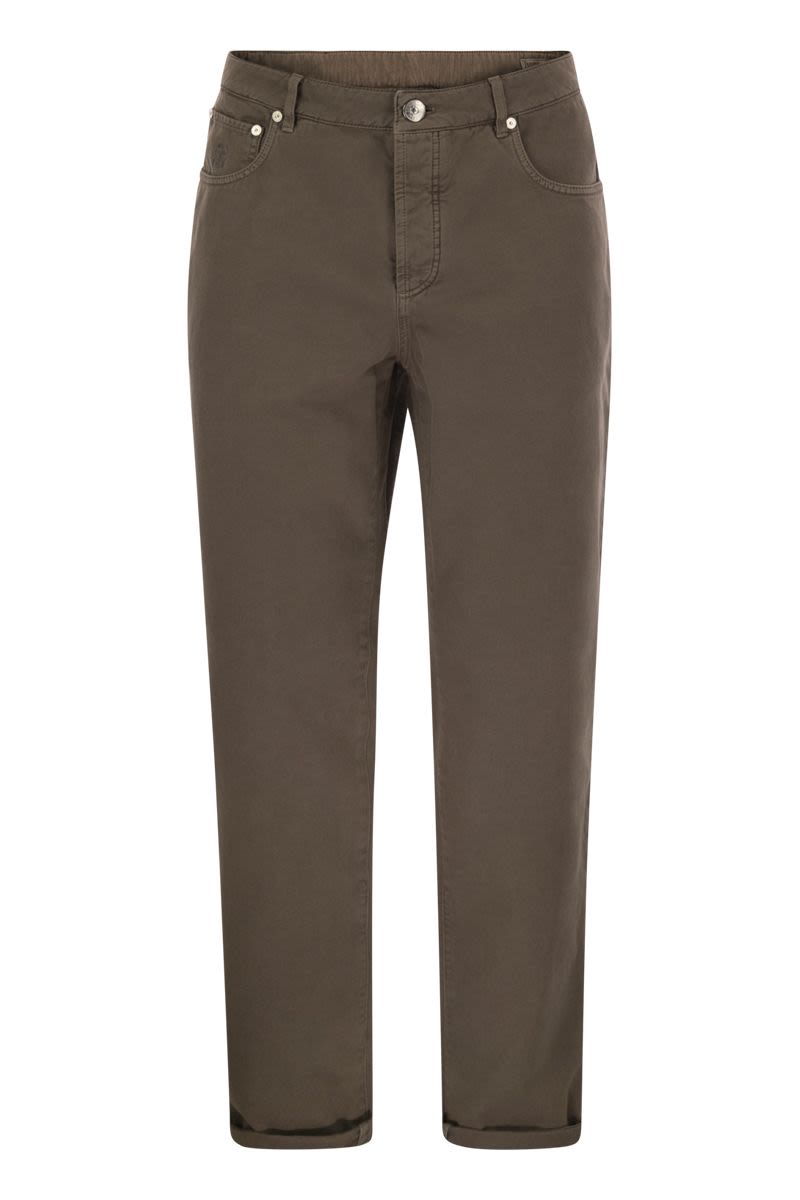BRUNELLO CUCINELLI Five-Pocket Cotton Gabardine Pants for Men