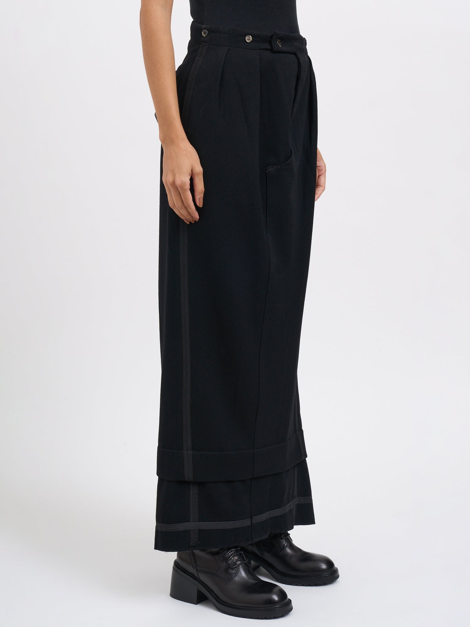 MARC LE BIHAN Long Wool Skirt with Asymmetrical Closure - Size 38