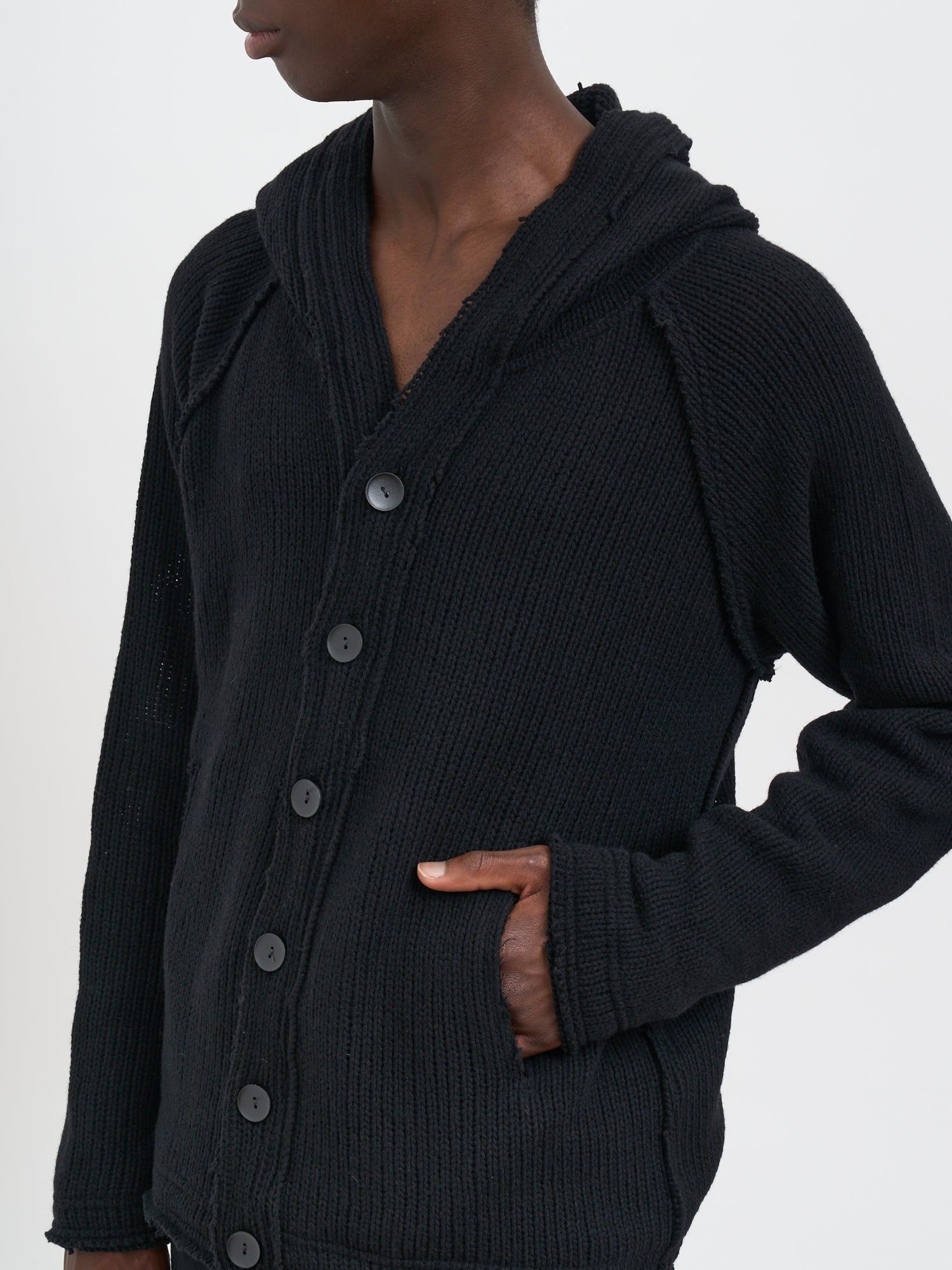 ANDREA YA'AQOV Men's Knit Cardigan with Hood - Size M