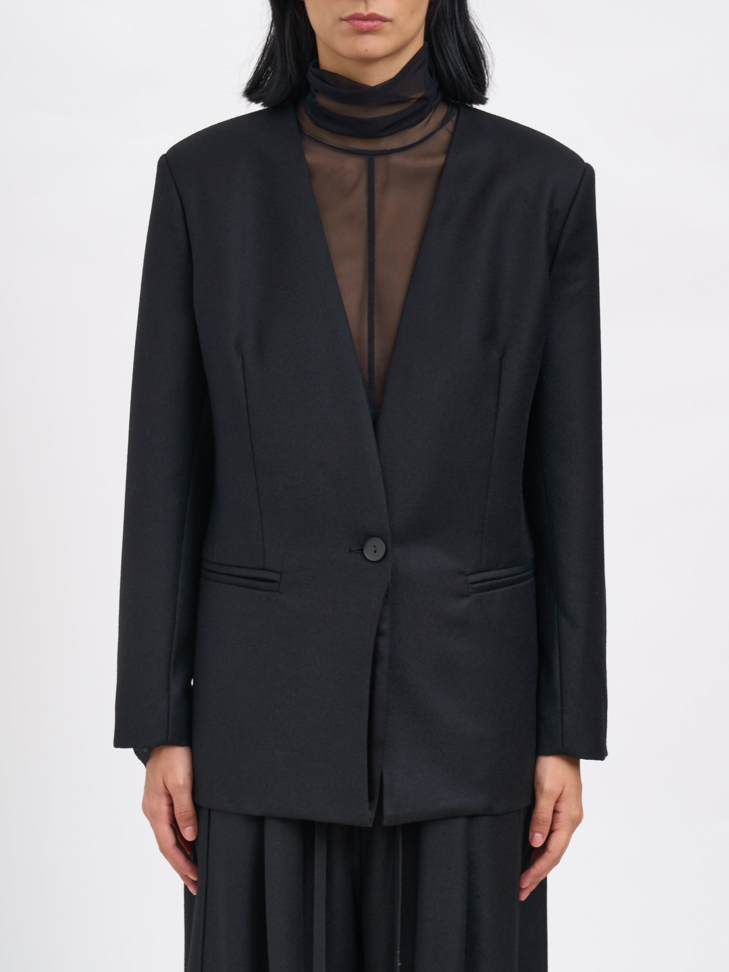 ANDREA YA'AQOV V-Neck Virgin Wool Jacket - Size S