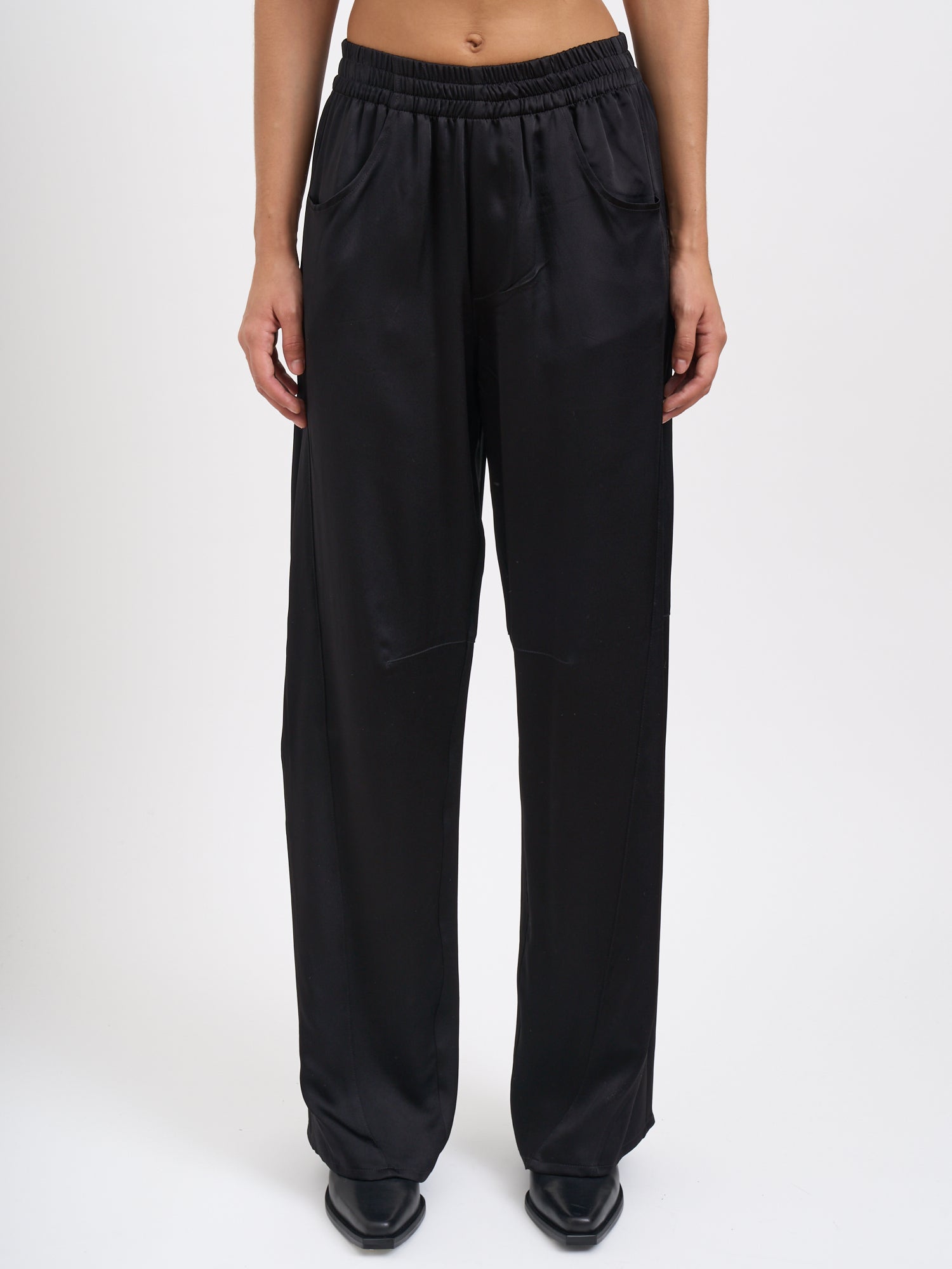 ANDREA YA'AQOV Wide Leg Trousers with Drawstring Waist - Size S