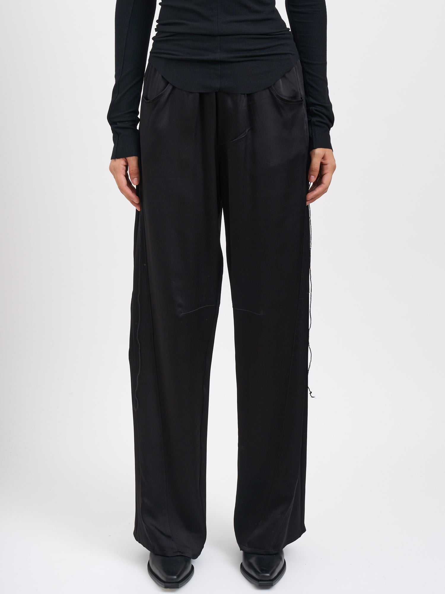 ANDREA YA'AQOV Wide Leg Trousers with Drawstring Waist - Size S