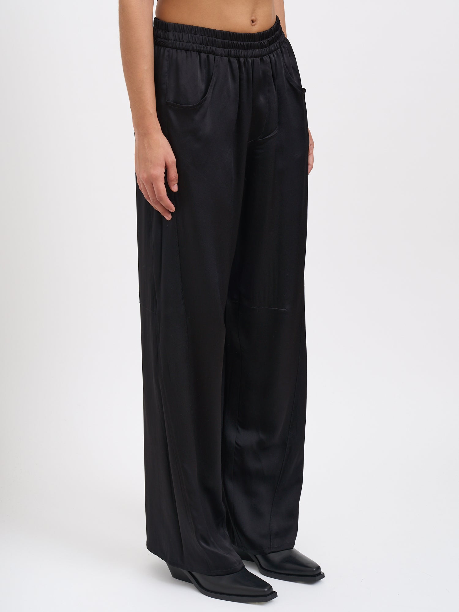 ANDREA YA'AQOV Wide Leg Trousers with Drawstring Waist - Size S