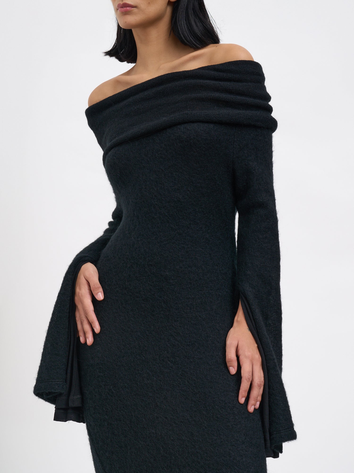 ANDREA YA'AQOV Long Wool Dress with High Neck and Long Sleeves - Women’s Size S