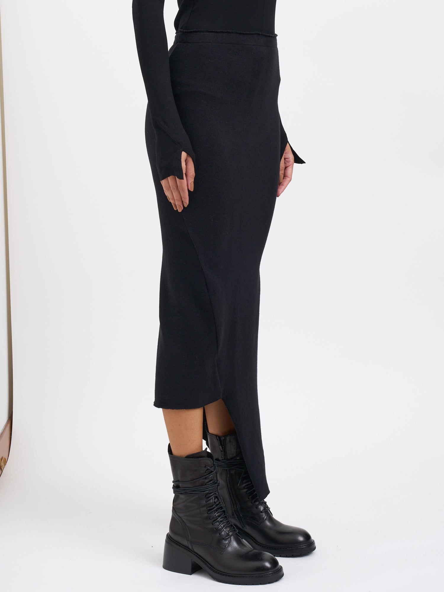 MARC LE BIHAN Stretch Cotton Skirt with Asymmetrical Seam - Size 38