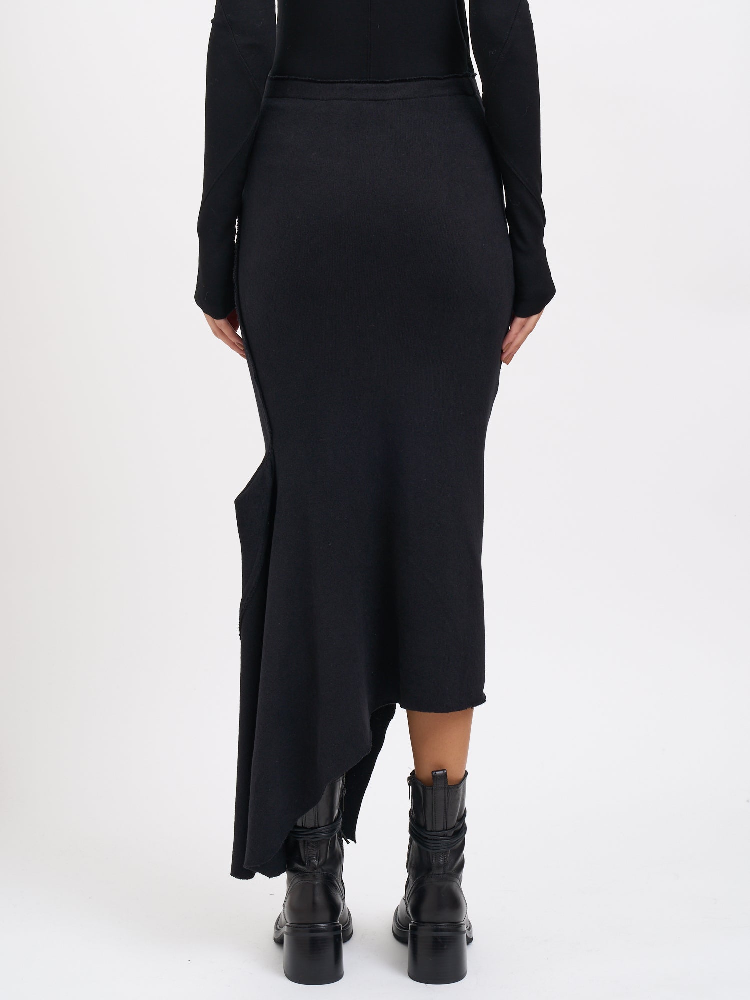 MARC LE BIHAN Stretch Cotton Skirt with Asymmetrical Seam - Size 38