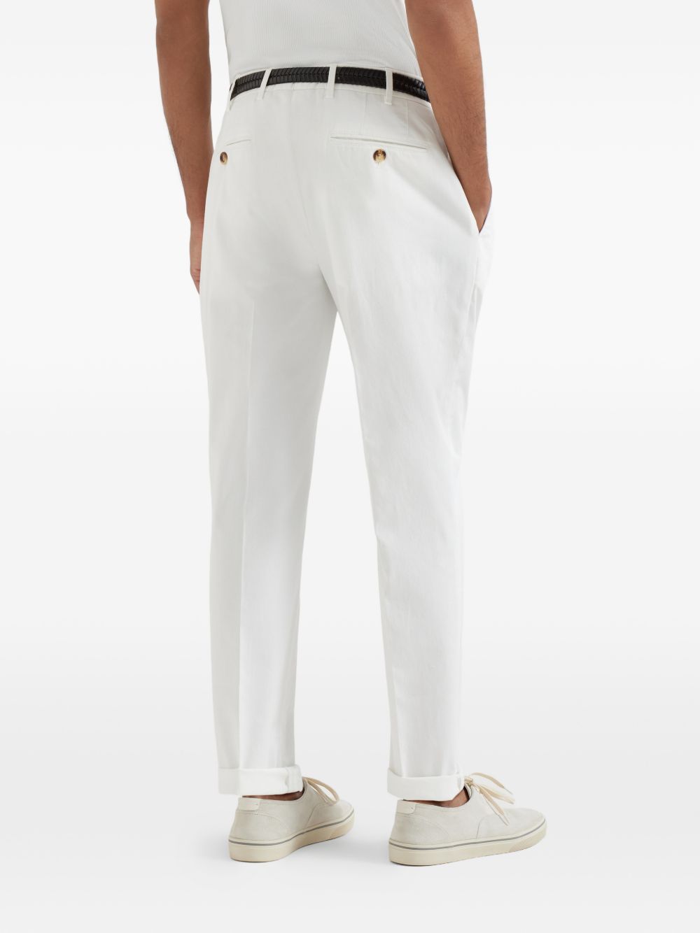 BRUNELLO CUCINELLI Cotton Trousers with Button Fastening and Turned-Up Hem