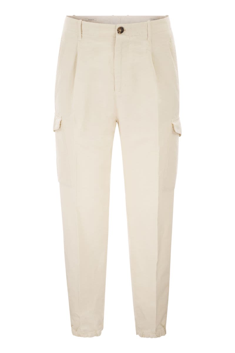 BRUNELLO CUCINELLI Ergonomic Fit Linen and Cotton Cargo Trousers