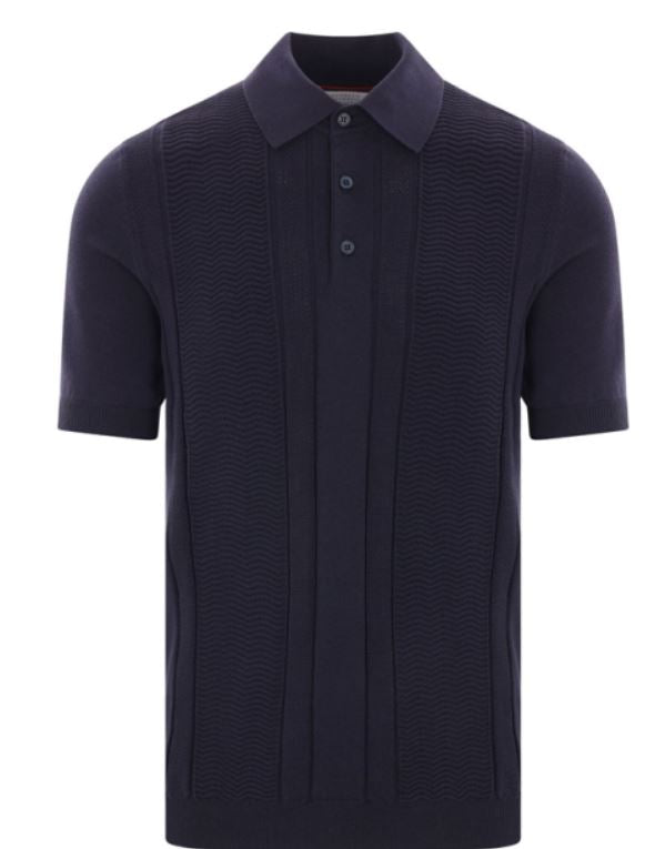 BRUNELLO CUCINELLI Men's Cozy Short Sleeve Polo Sweater with Button Placket