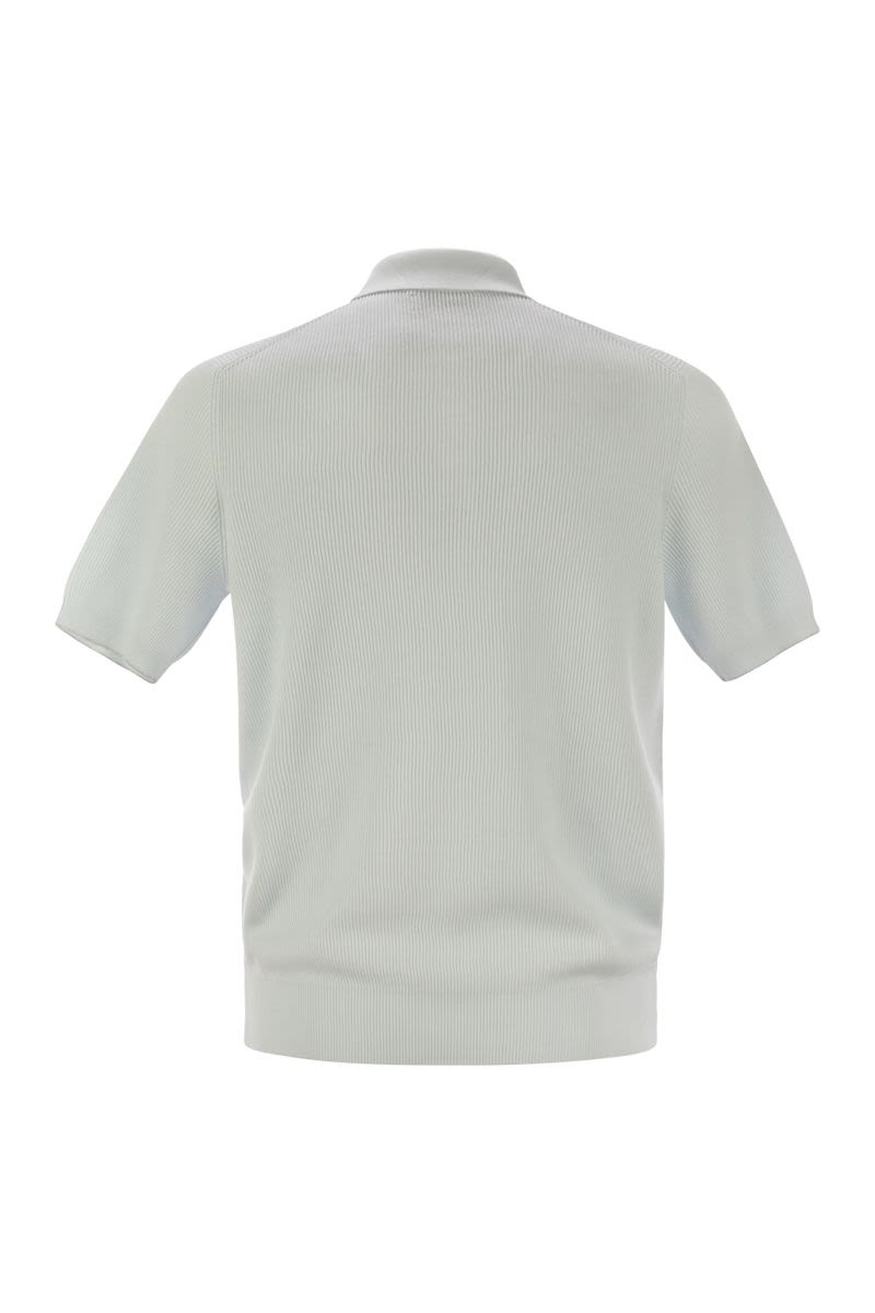 BRUNELLO CUCINELLI Ribbed Cotton Polo-Style T-Shirt for Men