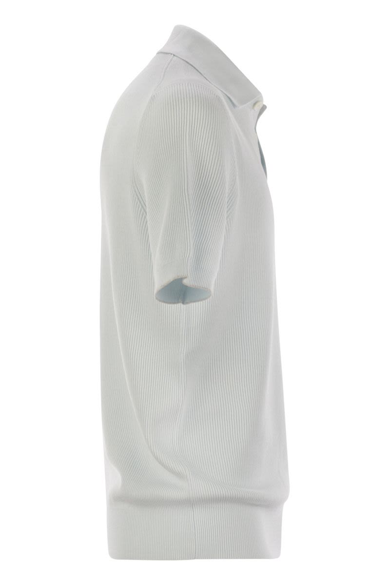 BRUNELLO CUCINELLI Ribbed Cotton Polo-Style T-Shirt for Men