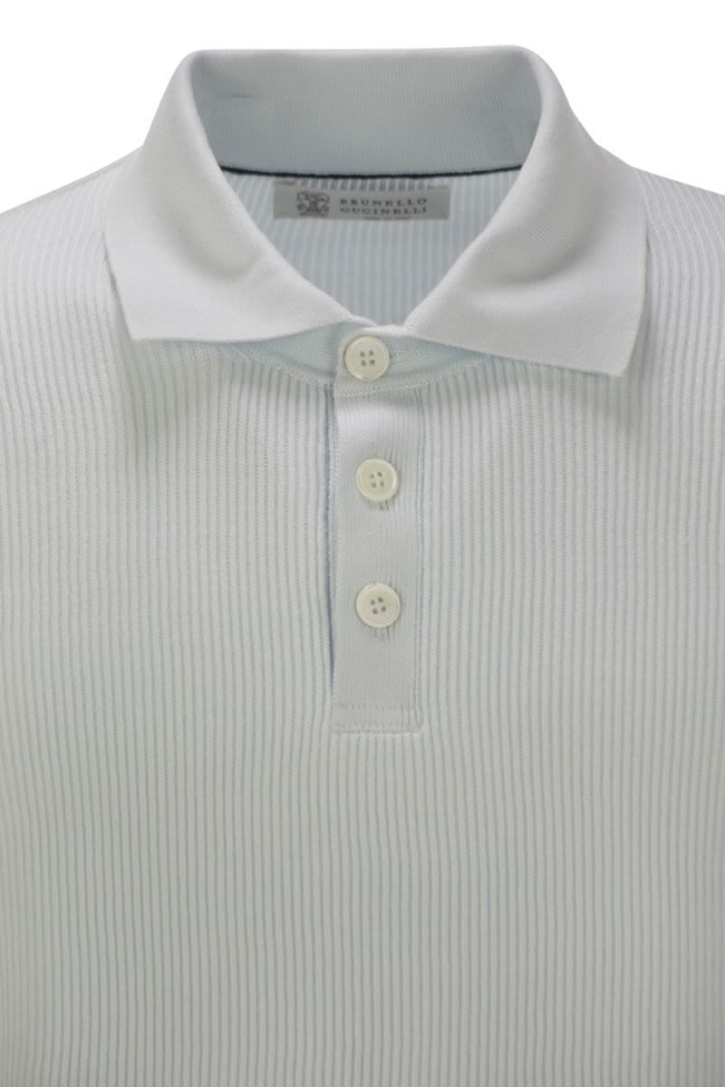 BRUNELLO CUCINELLI Ribbed Cotton Polo-Style T-Shirt for Men