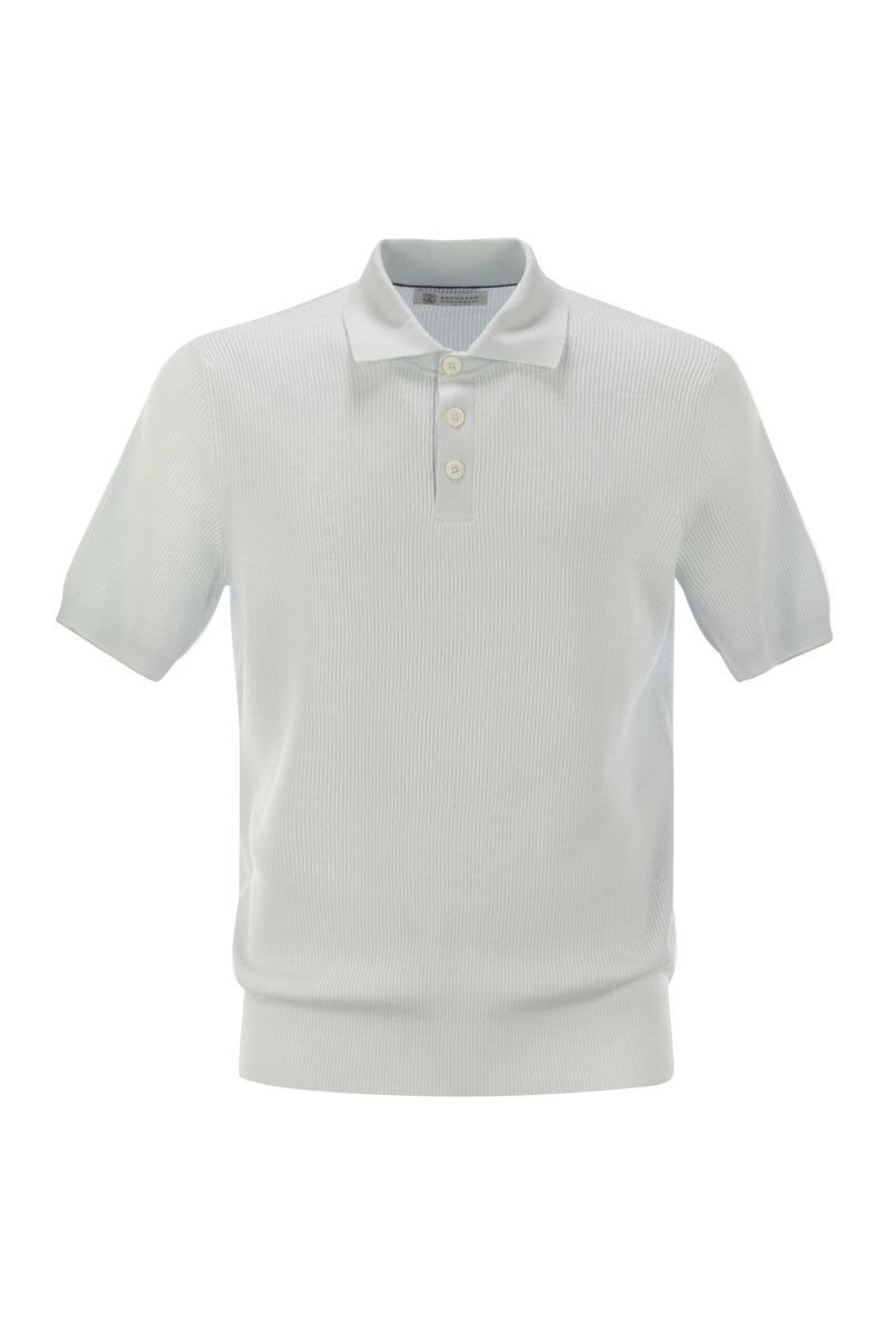 BRUNELLO CUCINELLI Ribbed Cotton Polo-Style T-Shirt for Men
