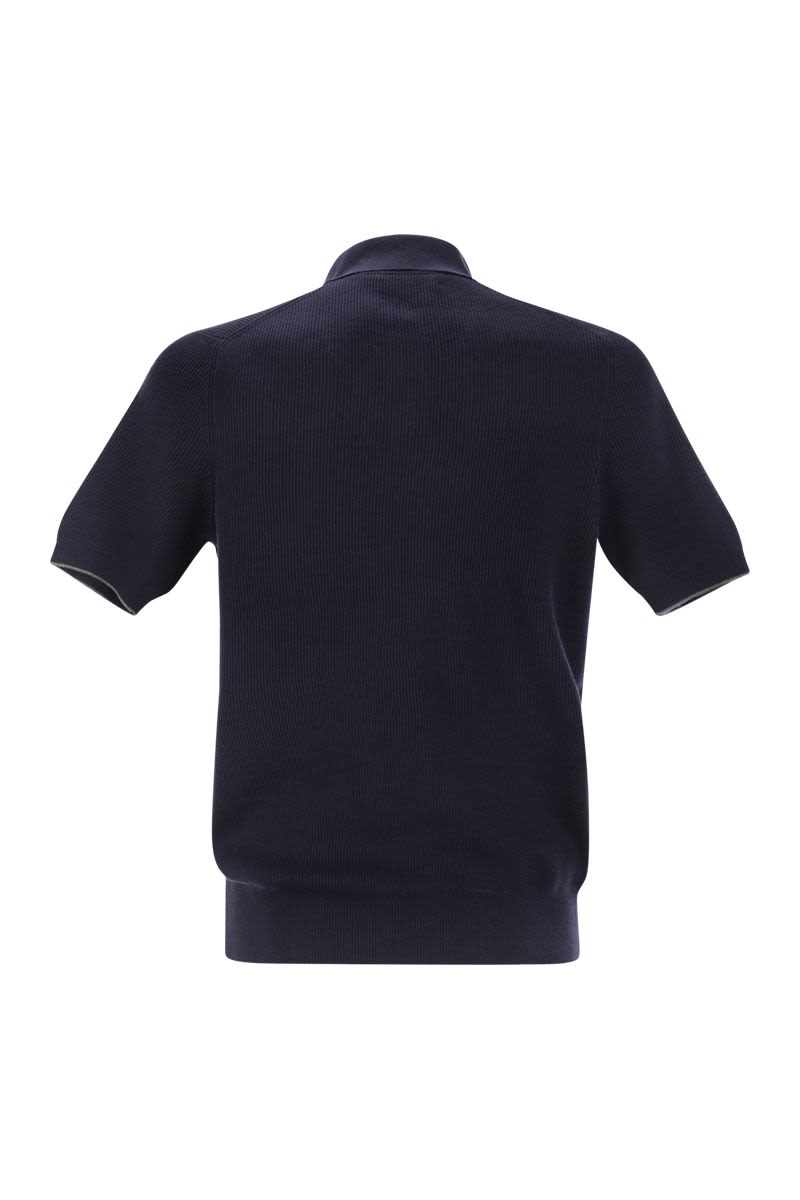 BRUNELLO CUCINELLI Men's Lightweight Ribbed Cotton Polo-Style T-Shirt