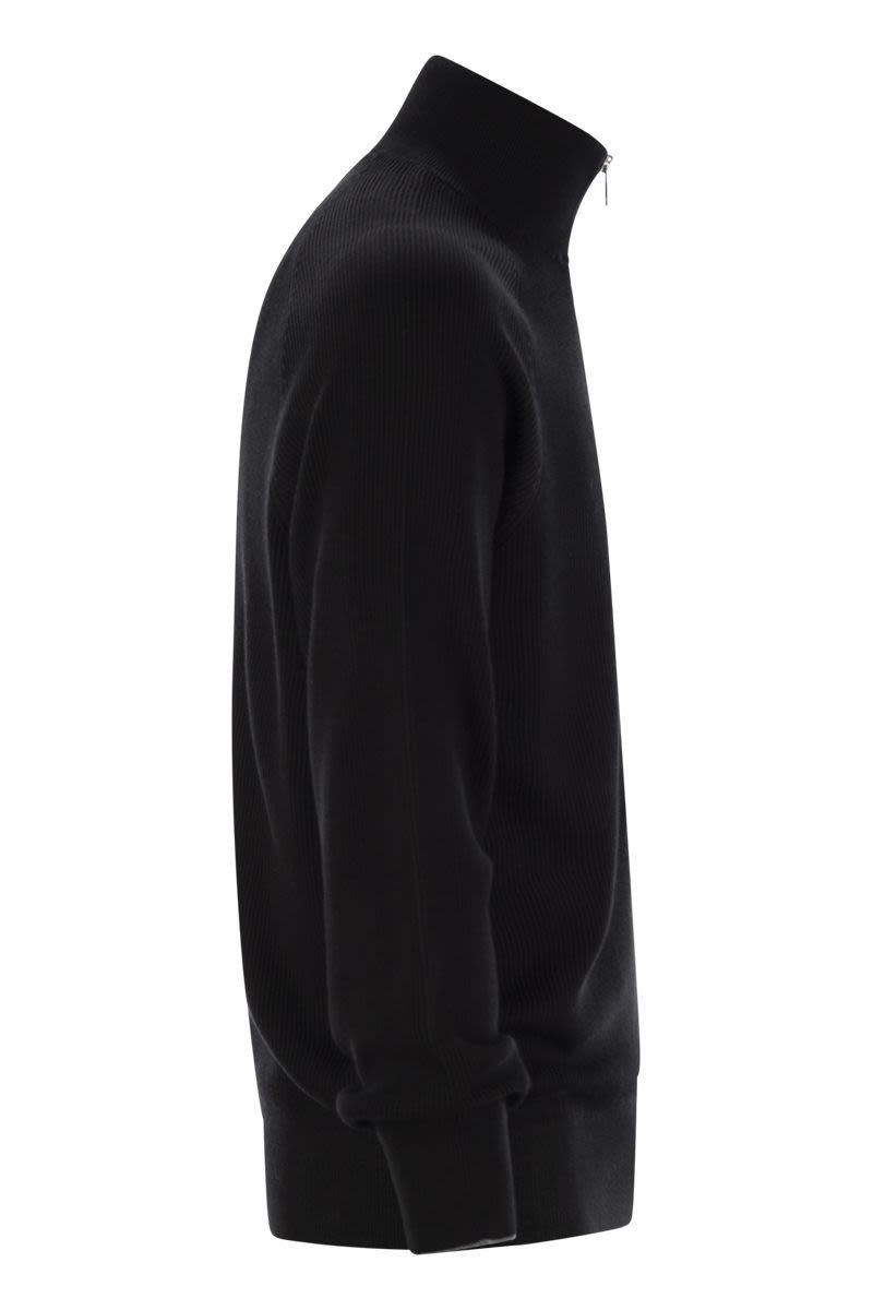 BRUNELLO CUCINELLI Cotton Zip Neck Sweater with Raglan Sleeves