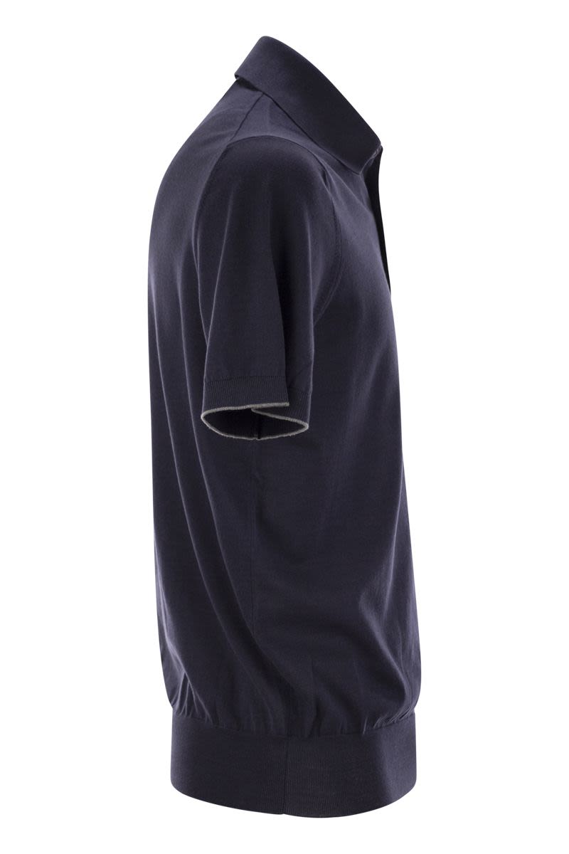 BRUNELLO CUCINELLI Lightweight Cotton Knit Polo Shirt for Men