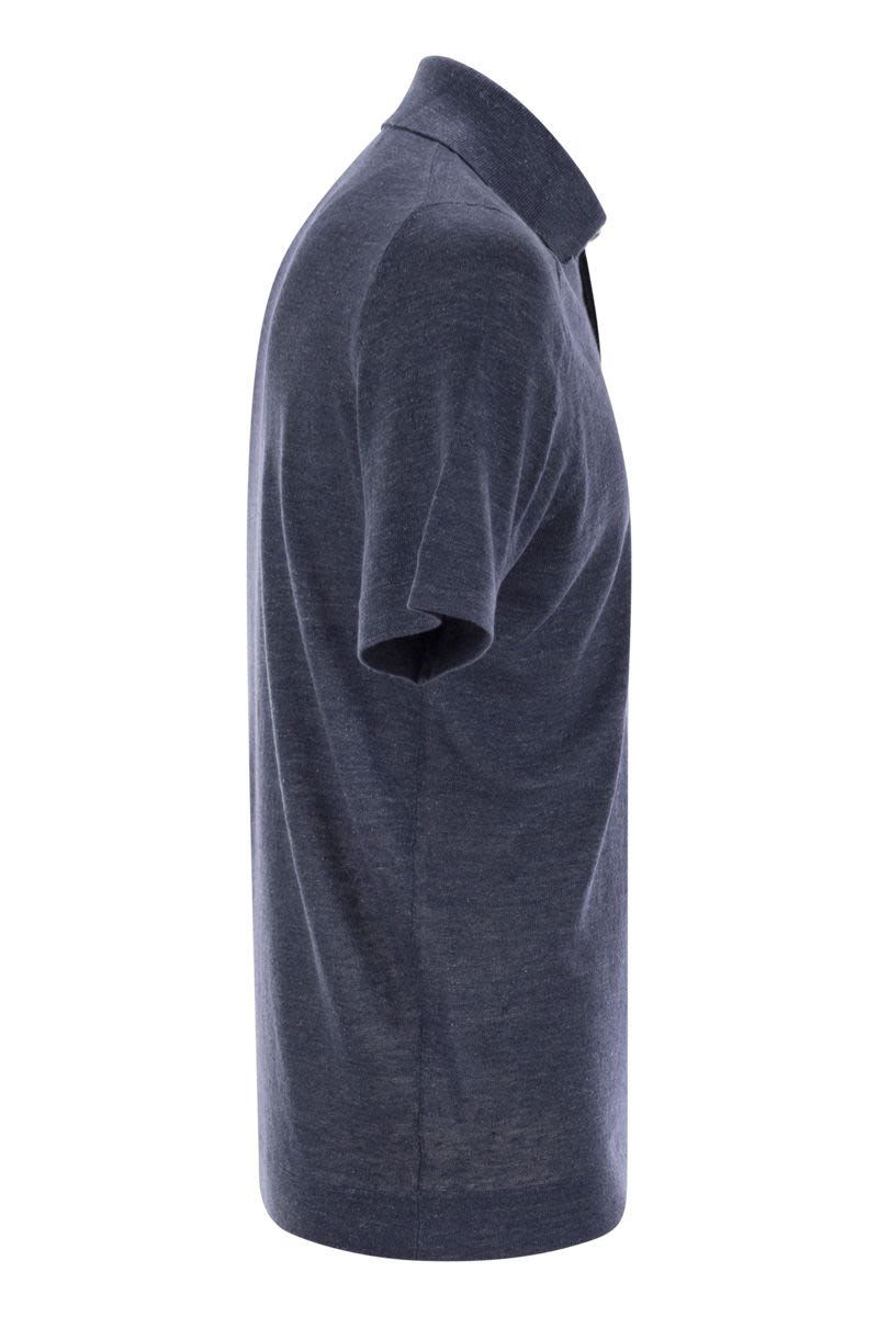 BRUNELLO CUCINELLI Linen and Cotton Knit Polo Shirt