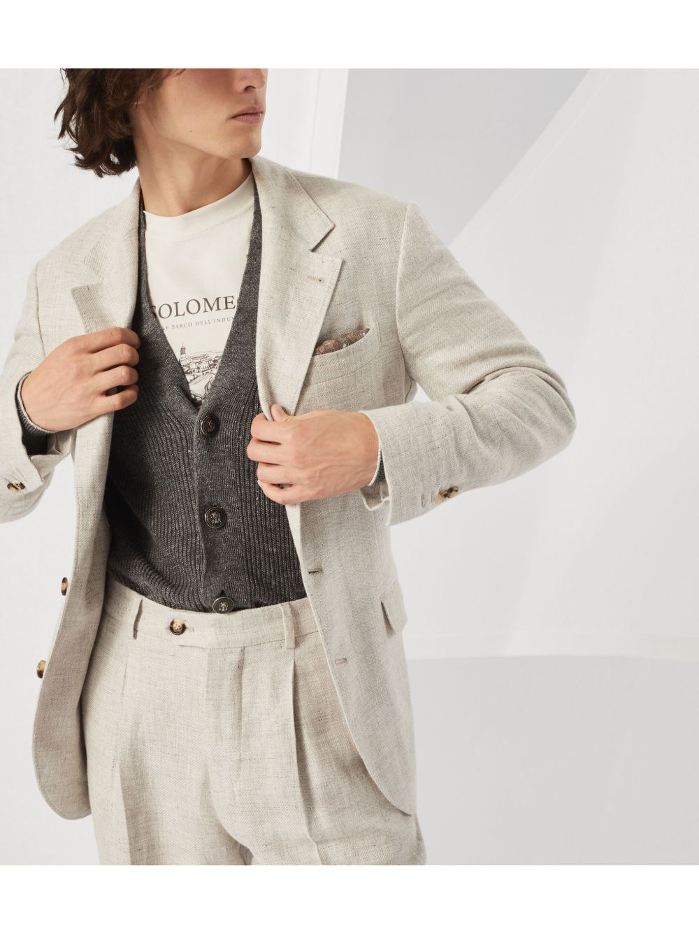 BRUNELLO CUCINELLI Men's Front Button Fastening Knit Cardigan