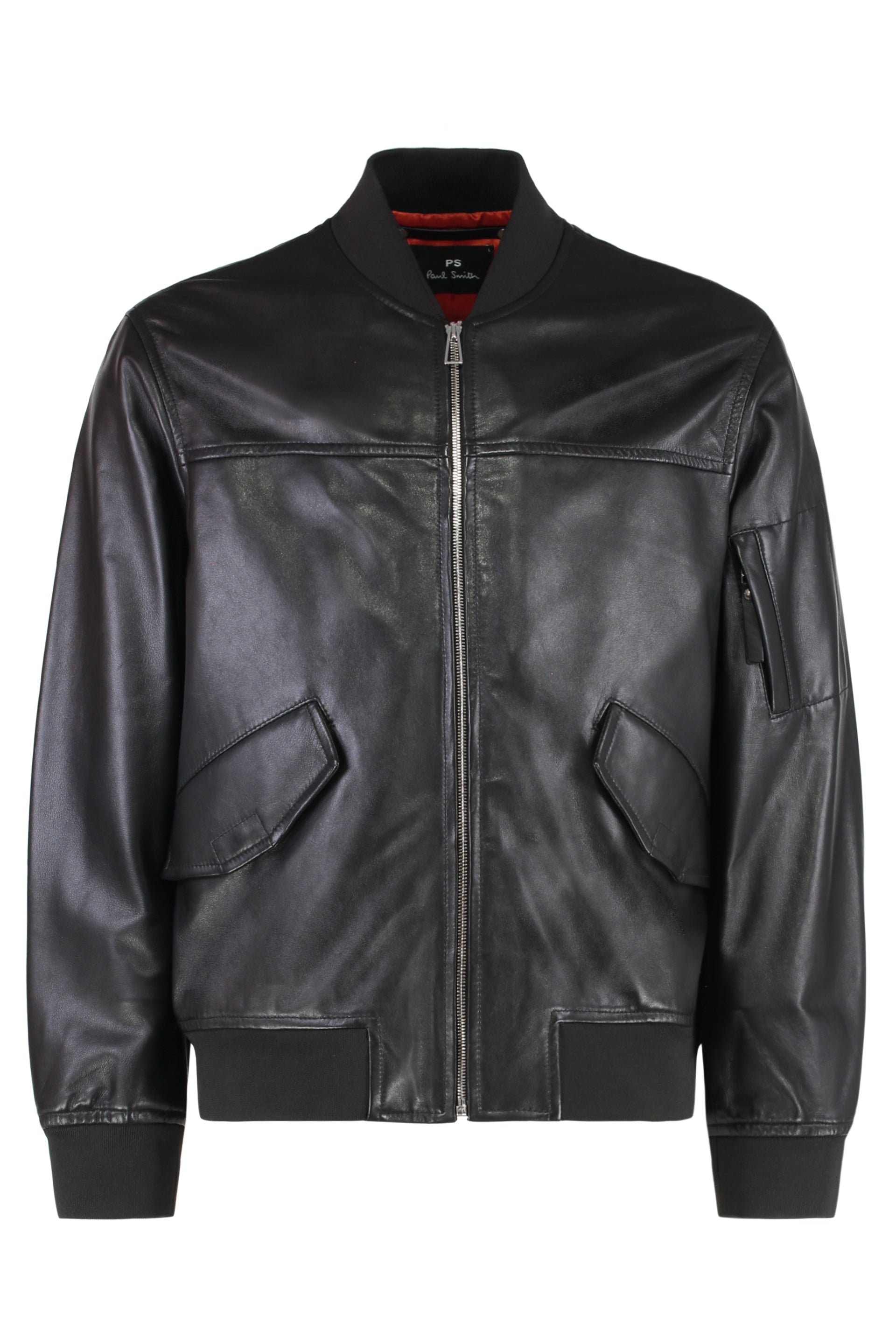 PAUL SMITH Men's Premium Leather Jacket with Zipped Sleeve Pocket