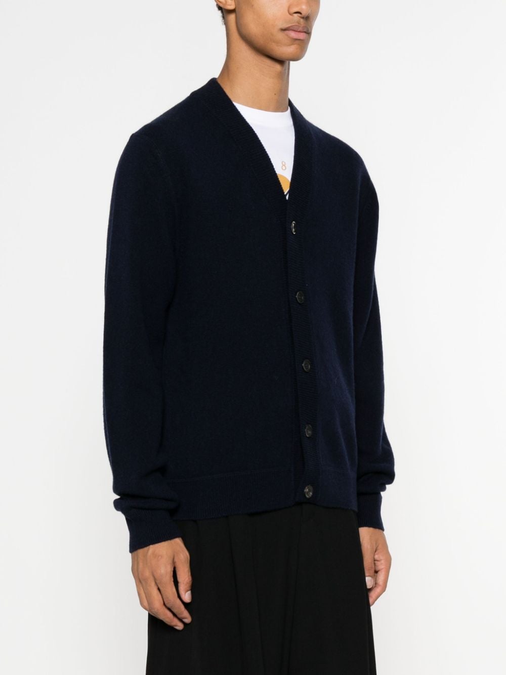 PAUL SMITH Ribbed V-Neck Wool Cardigan for Men - FW24 Edition