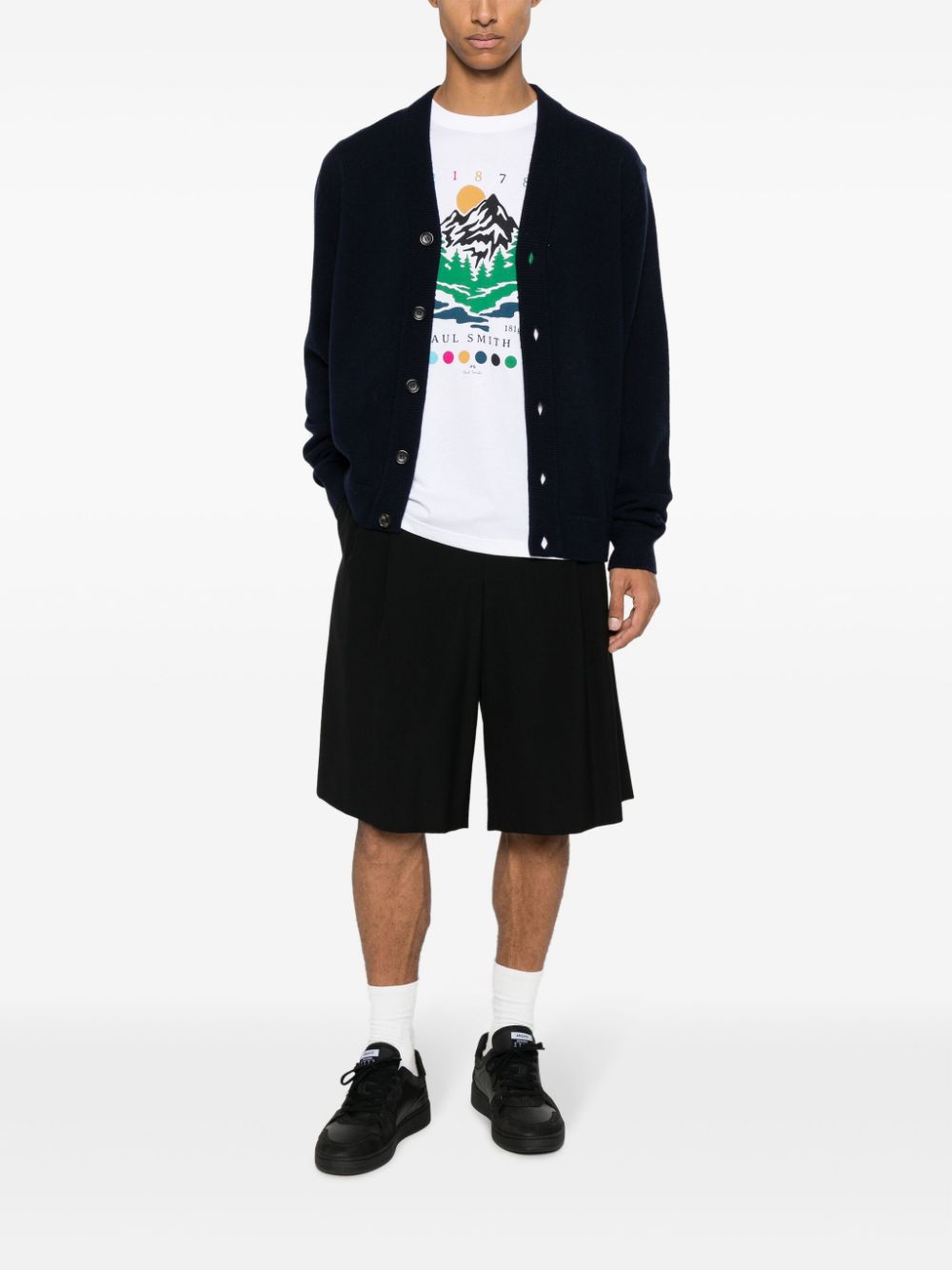 PAUL SMITH Ribbed V-Neck Wool Cardigan for Men - FW24 Edition