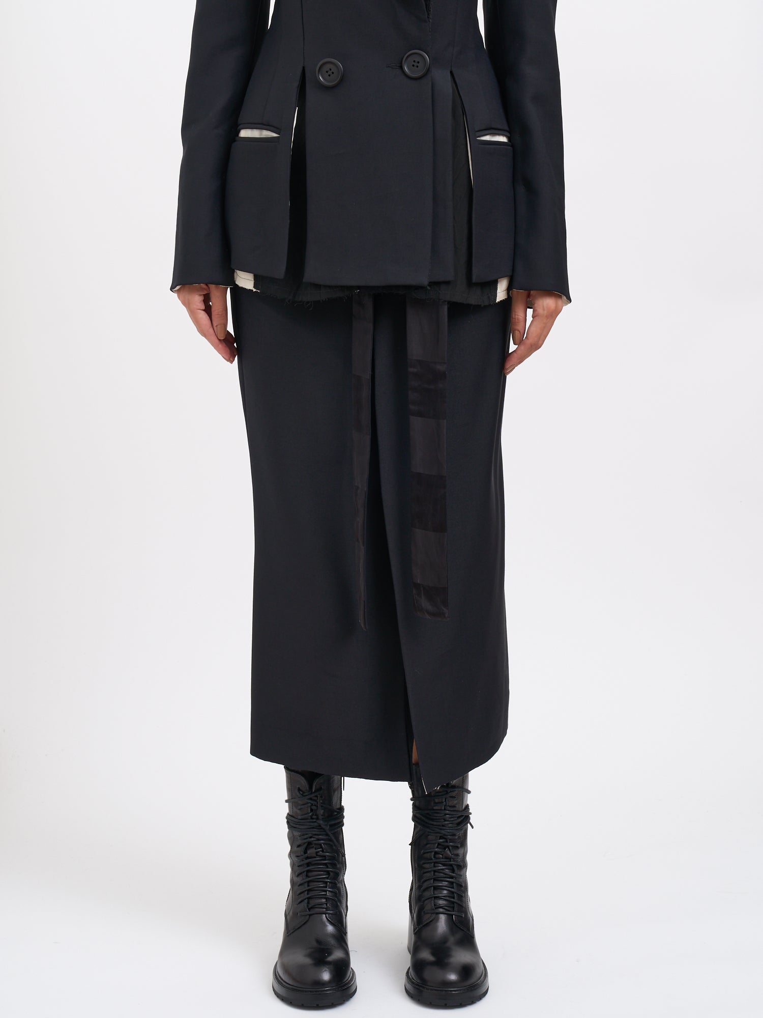 ALESSANDRA MARCHI Sophisticated Long Wool Skirt with Double Waist - Women's Size 40