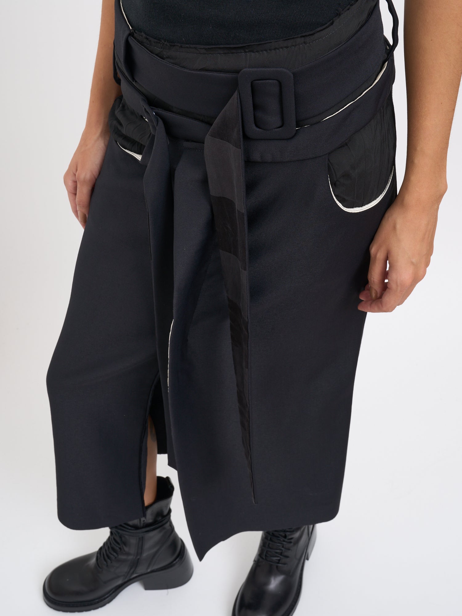 ALESSANDRA MARCHI Sophisticated Long Wool Skirt with Double Waist - Women's Size 40
