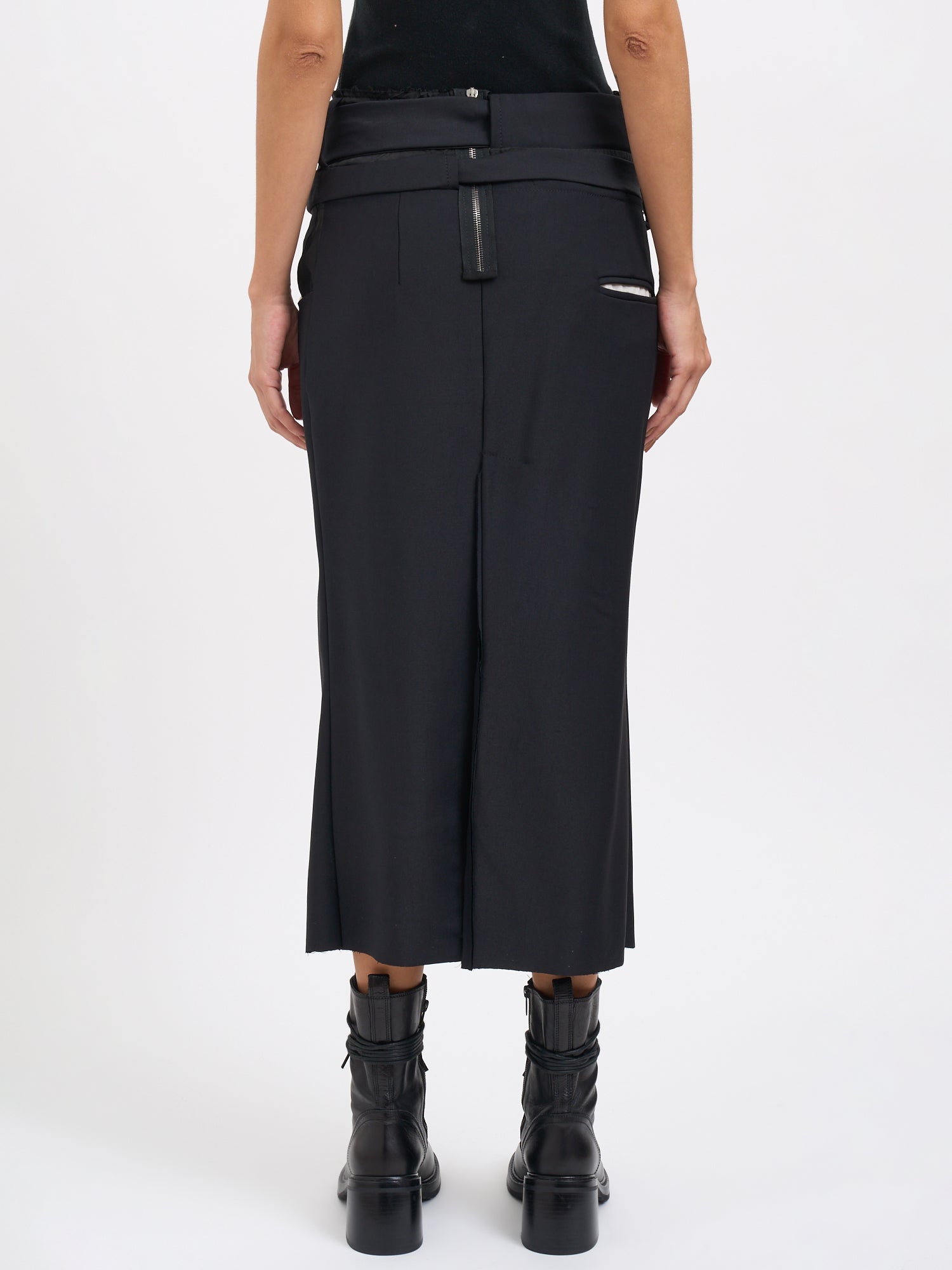 ALESSANDRA MARCHI Sophisticated Long Wool Skirt with Double Waist - Women's Size 40
