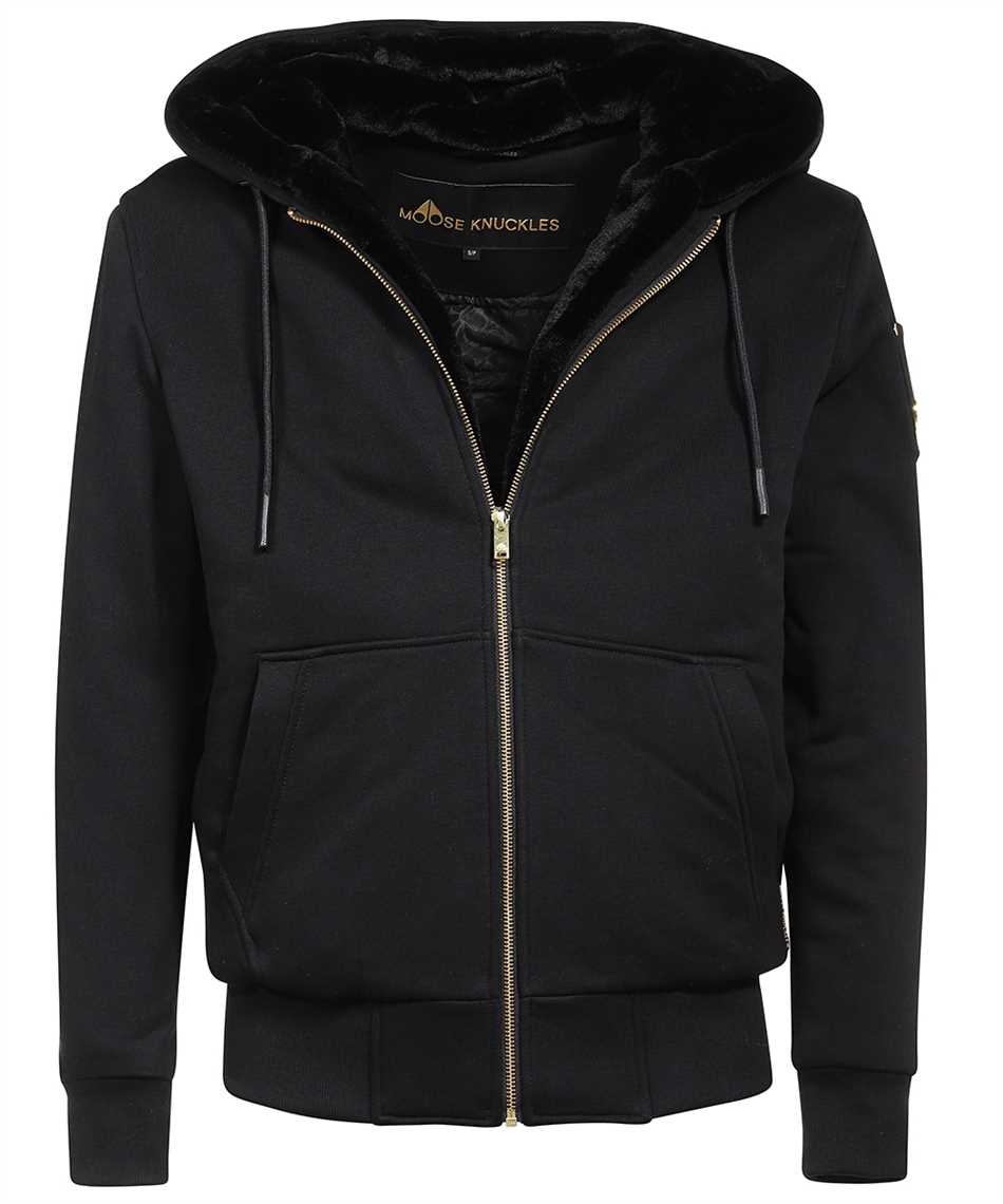 MOOSE KNUCKLES Full Zip Hoodie with Removable Faux Fur Lining for Men