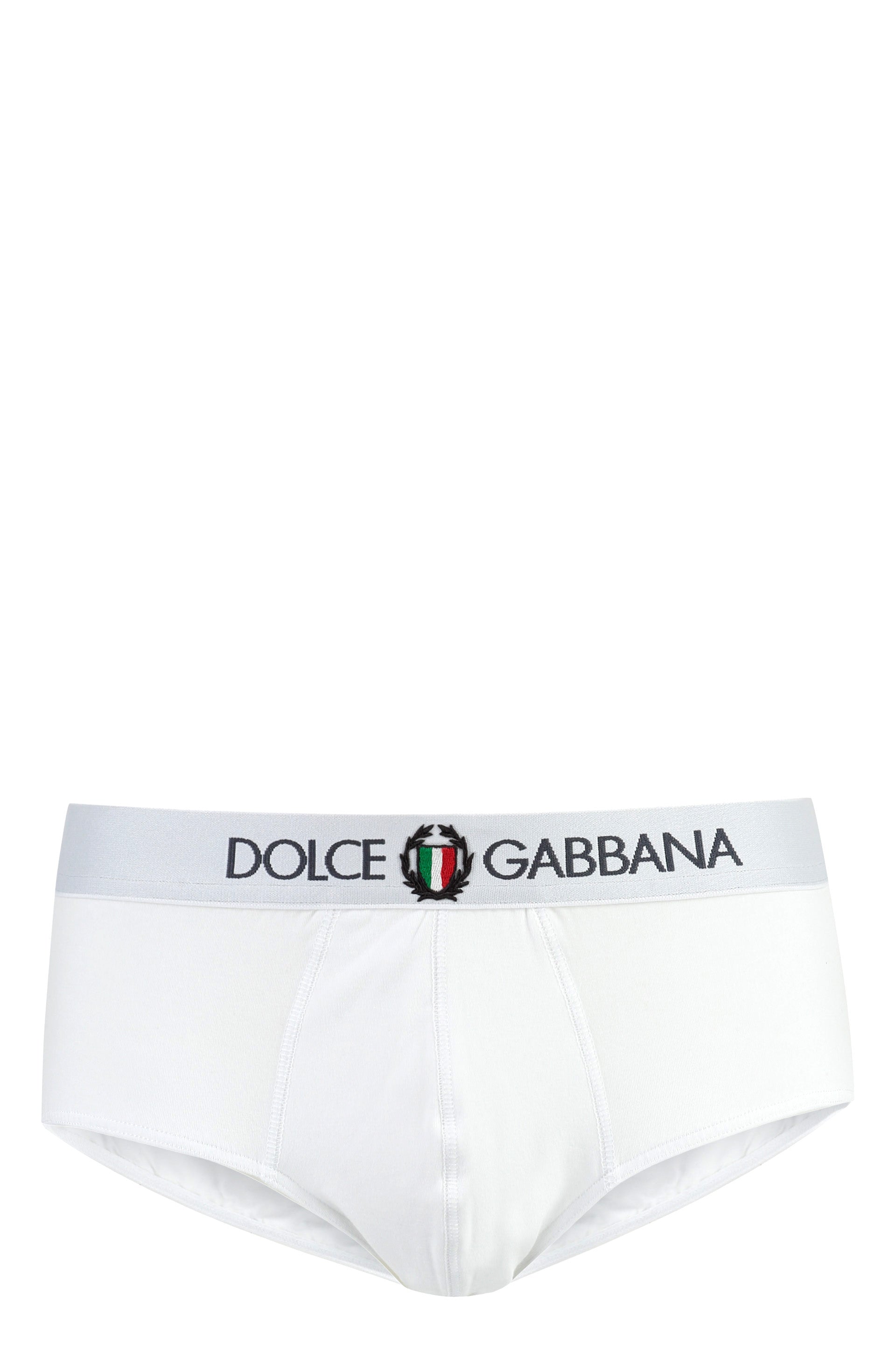 DOLCE & GABBANA Cotton Briefs with Logo Detail Elastic Band - Men