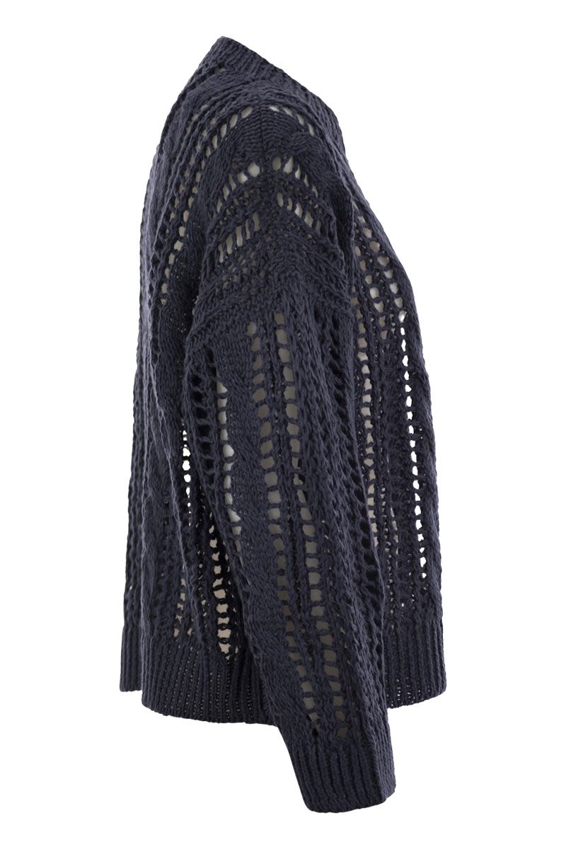 BRUNELLO CUCINELLI Cable & Mesh Knit Jute and Cotton T-Shirt