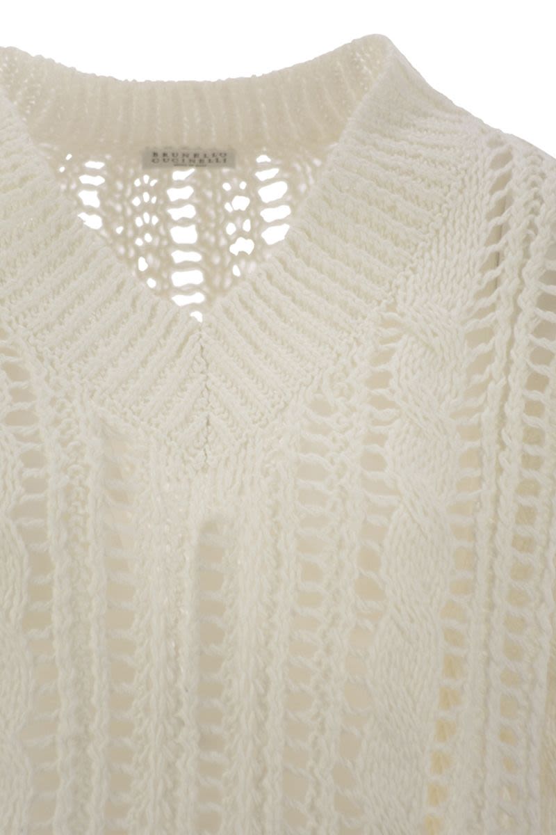 BRUNELLO CUCINELLI Women's Cable & Mesh Jute and Cotton T-Shirt - SS25