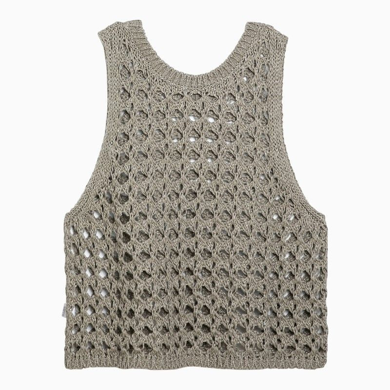 BRUNELLO CUCINELLI Perforated Cotton-Blend Sleeveless Tank Top