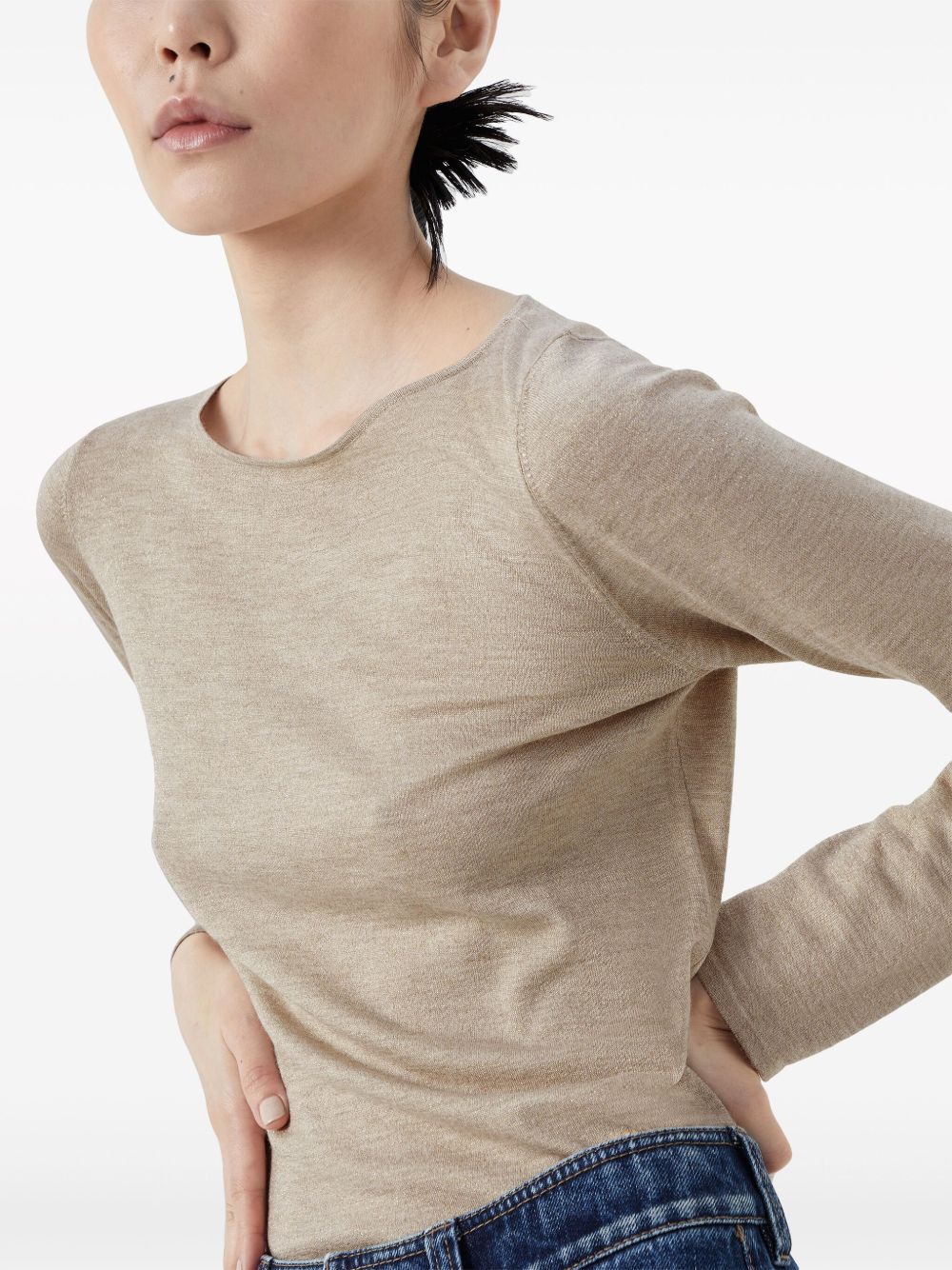 BRUNELLO CUCINELLI Cashmere and Silk Blend Sweater with Boat Neck for Women