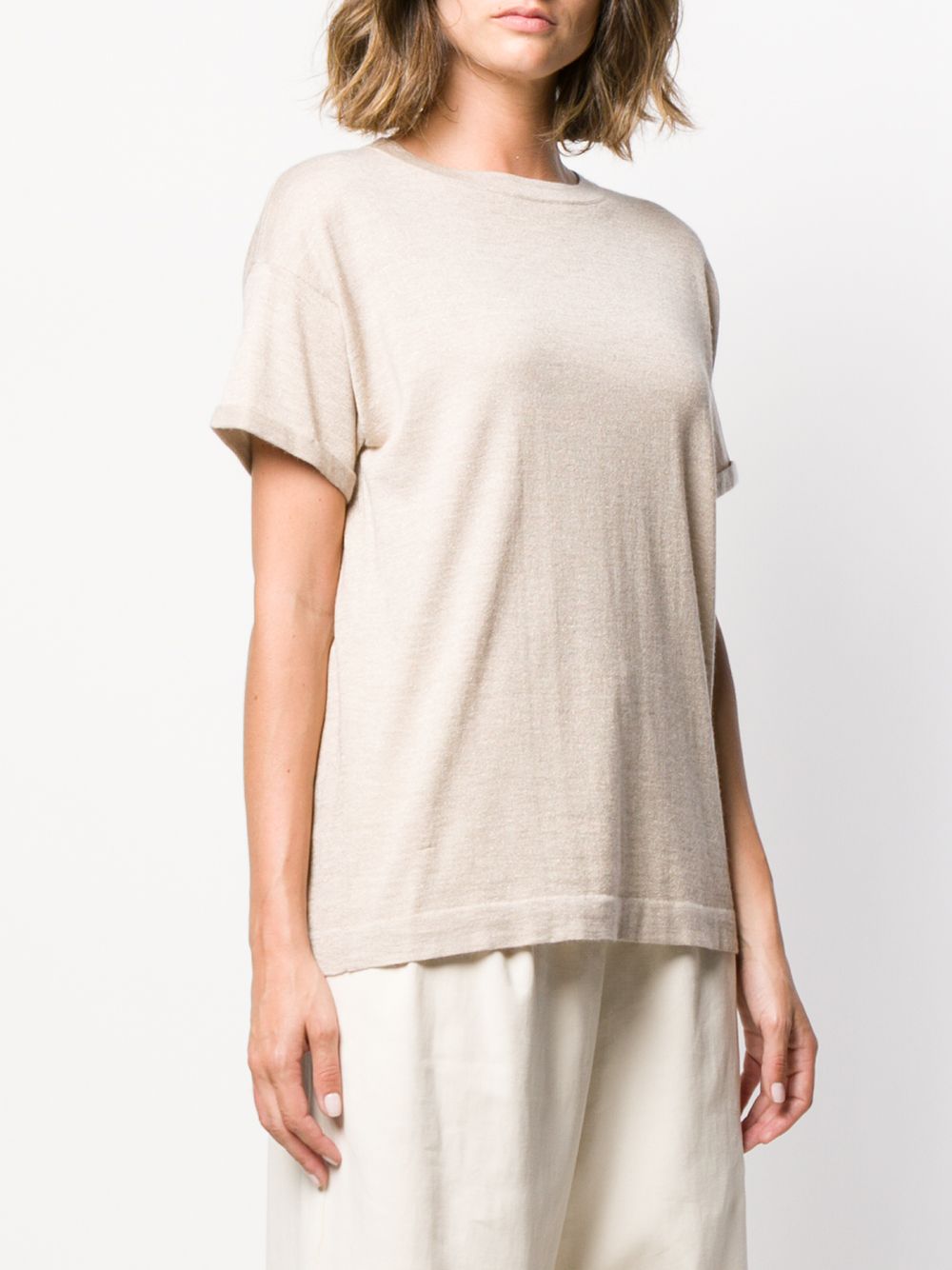 BRUNELLO CUCINELLI Cashmere and Silk Boat Neck T-Shirt - Women's