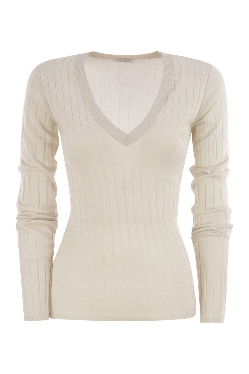 BRUNELLO CUCINELLI Lightweight Cashmere and Silk Broad Rib Sweater