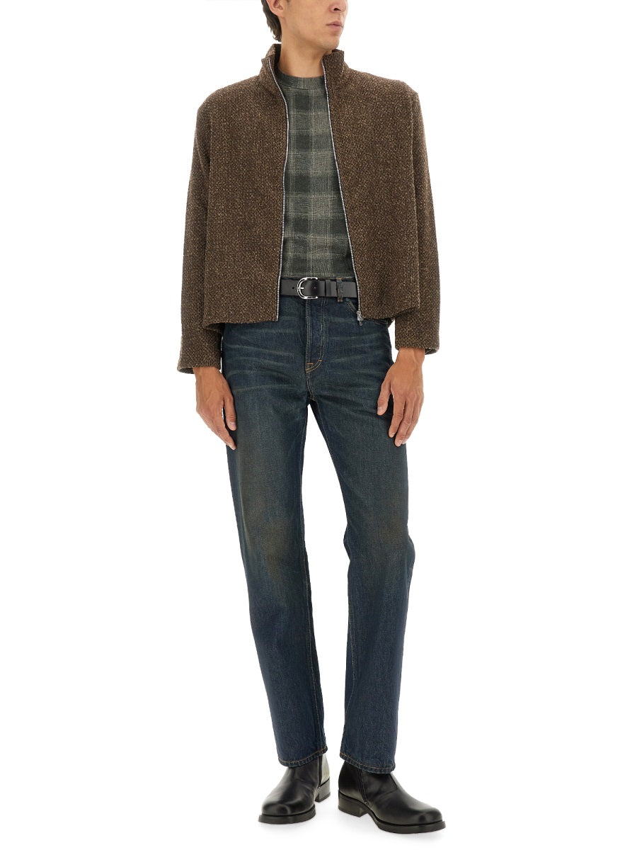 OUR LEGACY Mini Zip-Up Shrunken Sweatshirt - Size 48