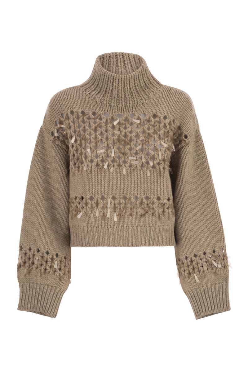 BRUNELLO CUCINELLI Cashmere Turtleneck Jumper with Embroidered Details