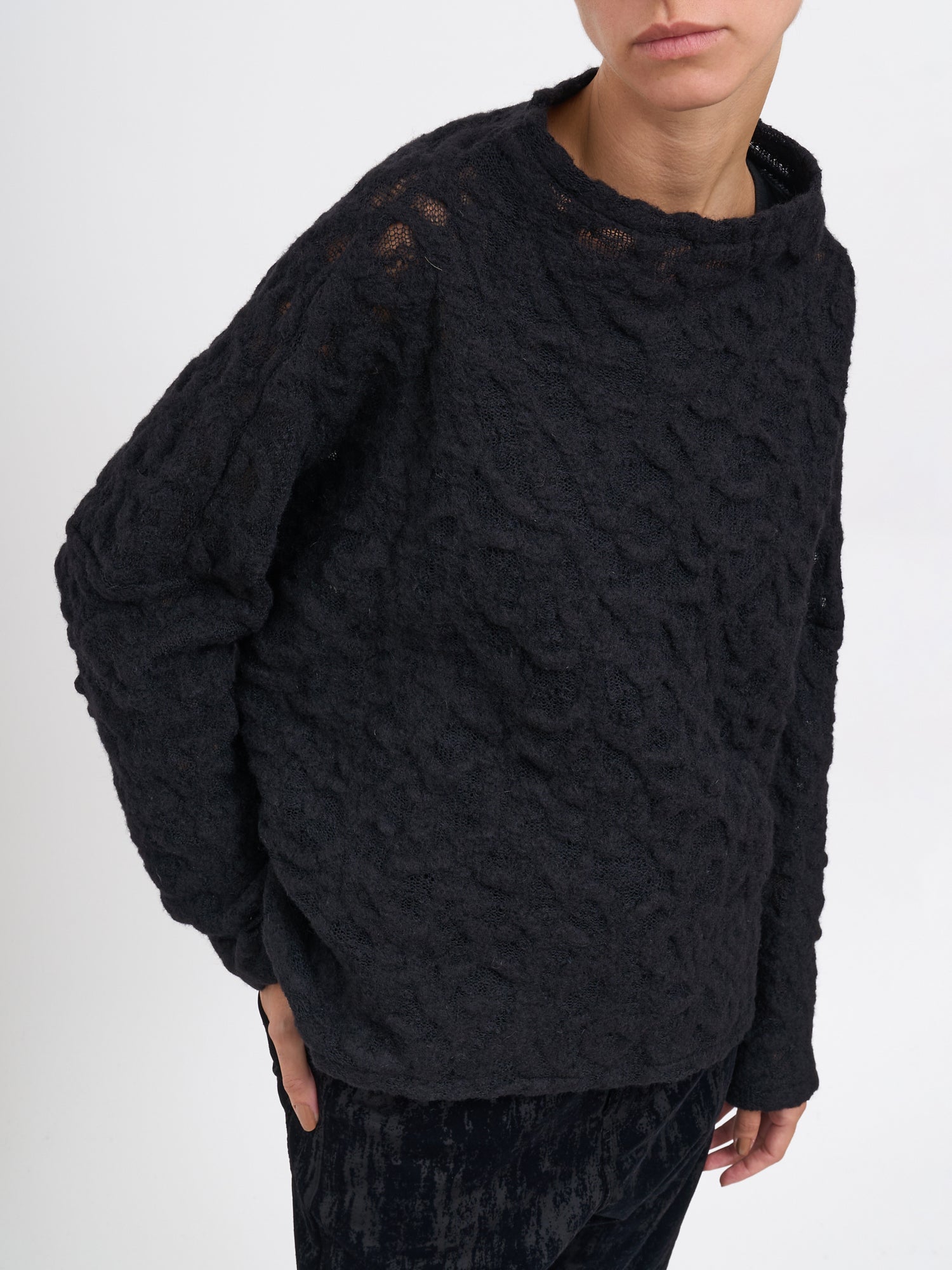 NOSTRASANTISSIMA Oversized Openwork Wool Sweater - Size 40