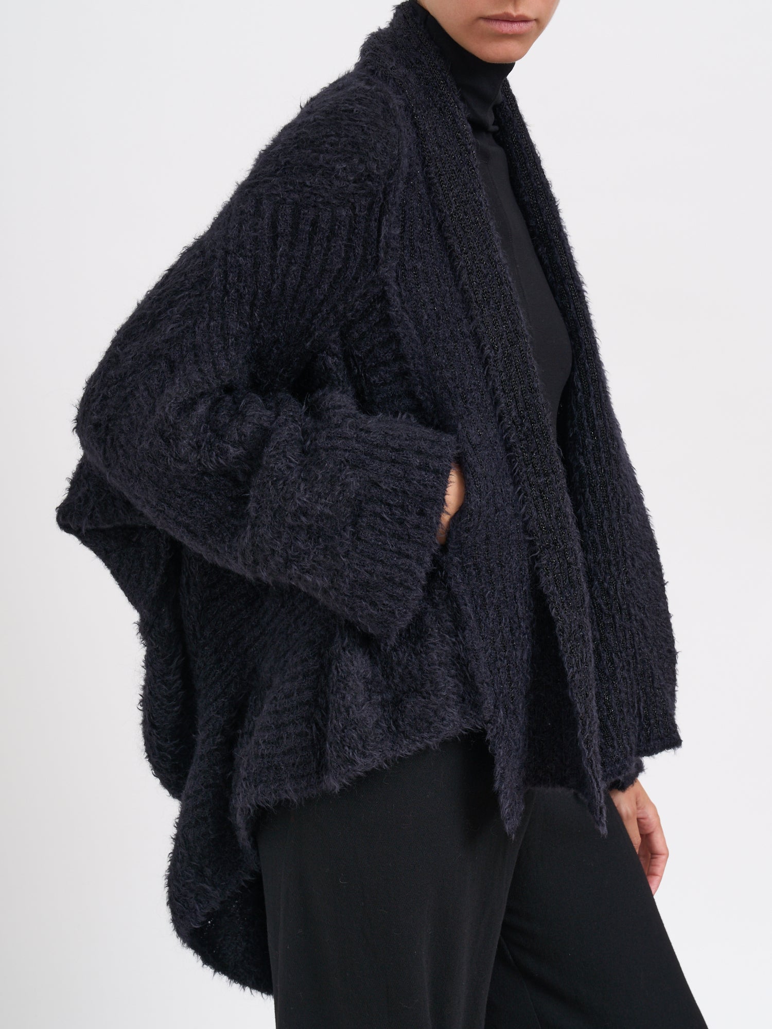 ALESSANDRA MARCHI Knit Cape with Side Pockets - Size 40