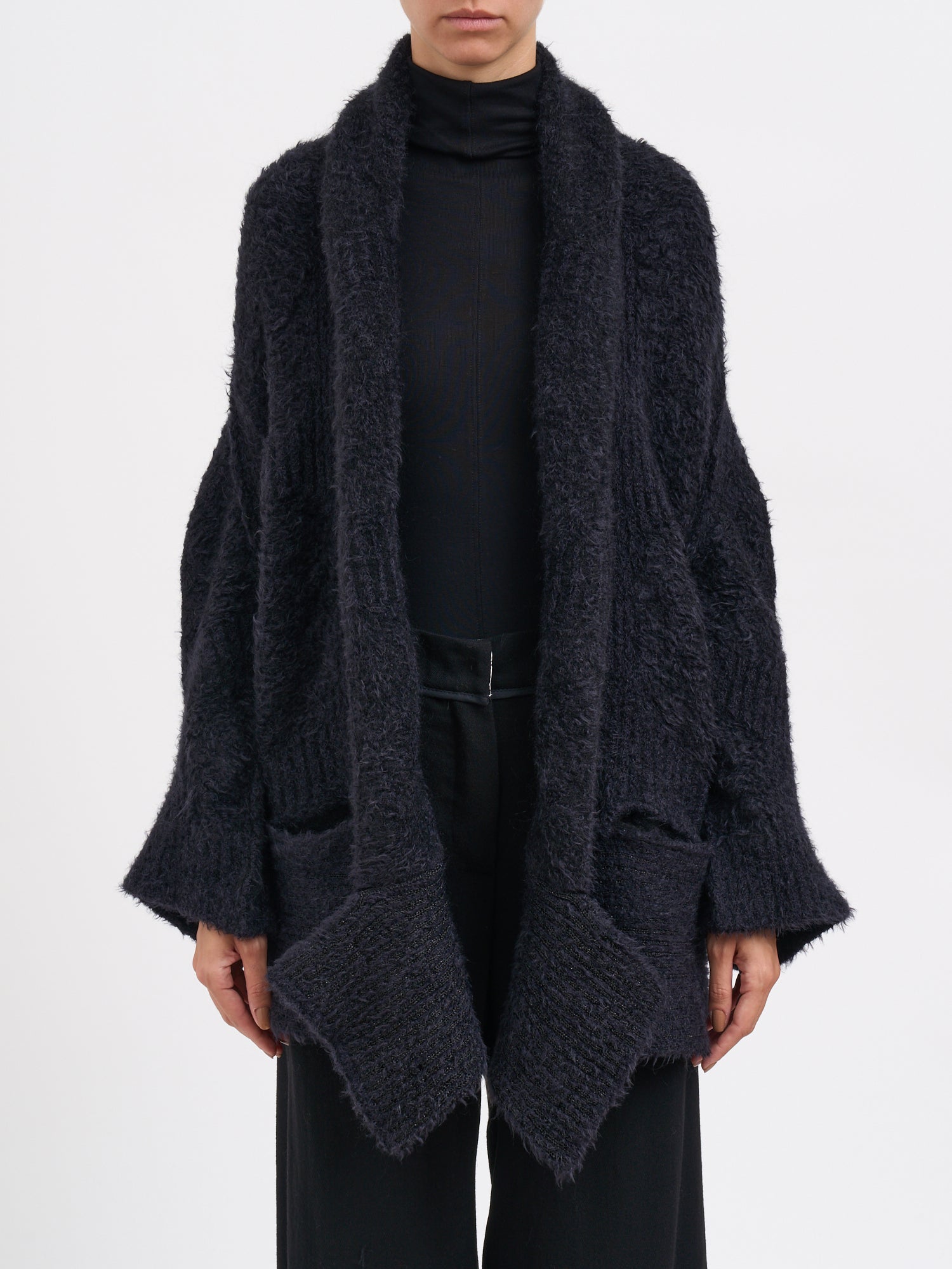 ALESSANDRA MARCHI Knit Cape with Side Pockets - Size 40