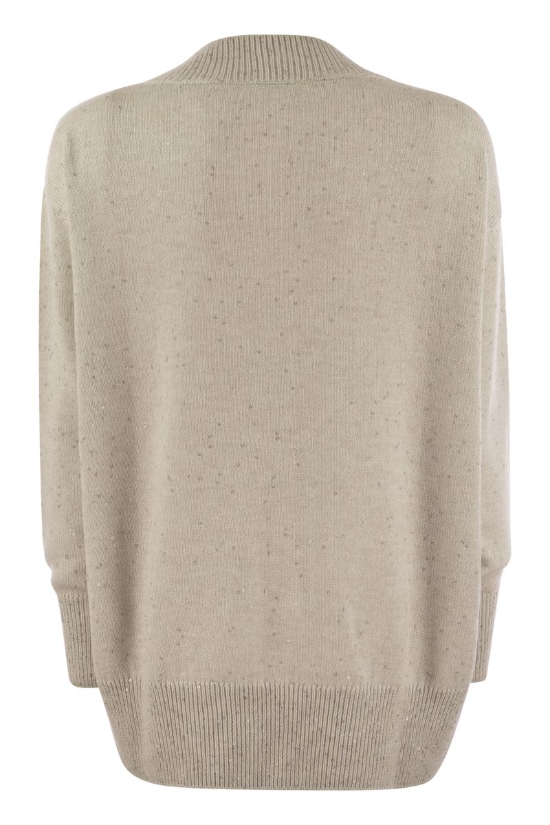 BRUNELLO CUCINELLI Cashmere and Silk Sweater with Micro Sequins