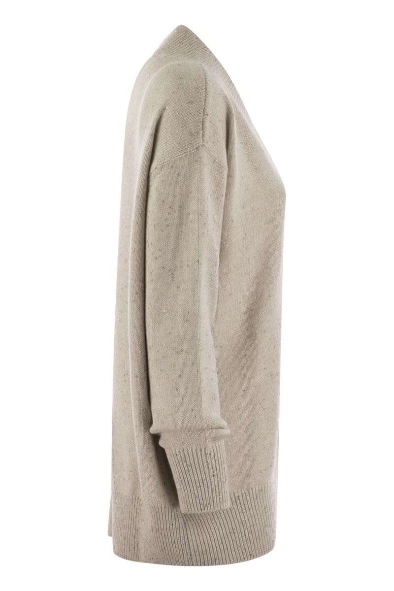 BRUNELLO CUCINELLI Cashmere and Silk Sweater with Micro Sequins