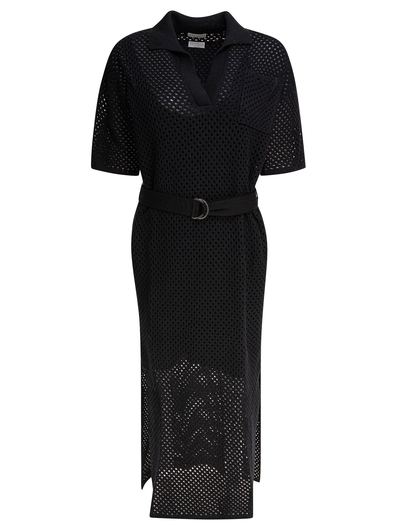 BRUNELLO CUCINELLI Crochet Mini Suit Dress with Belt